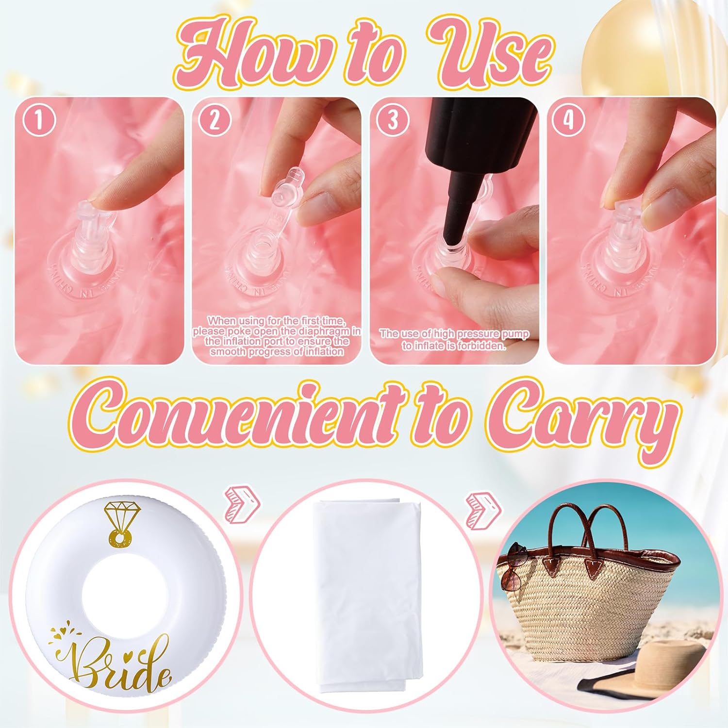 5 Pcs Bride Pool Float Funny Bachelorette Decorations