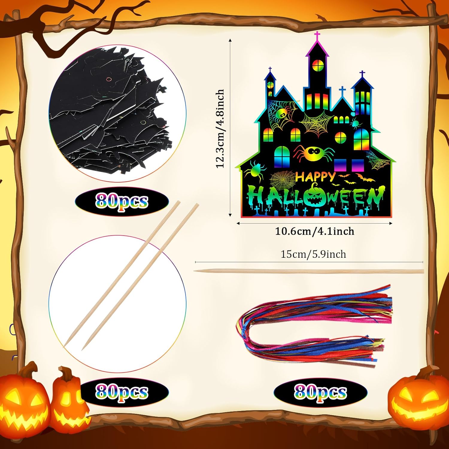 Motipuns 80 Piece Halloween Scratch Card Kit