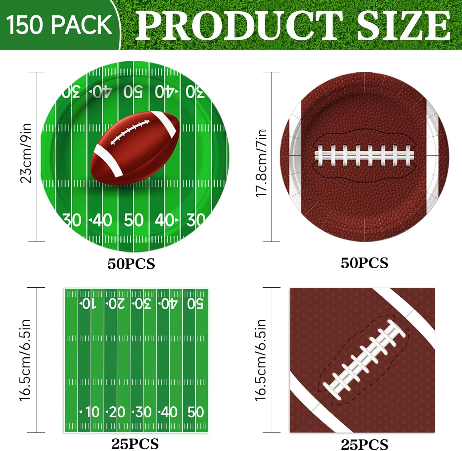 Football Party Supplies Kit Serve 50