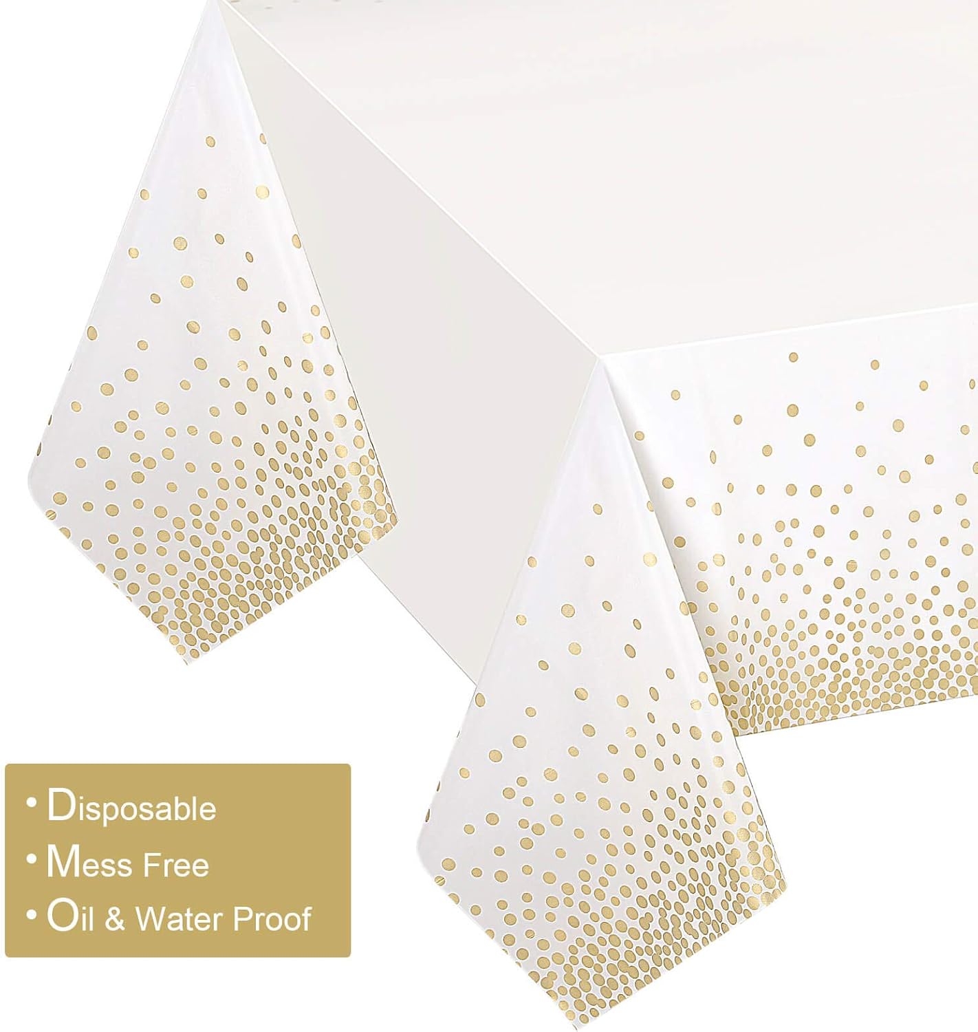 Gexolenu 4 Pack White Gold Dot Tablecloth for Rectangle Tables