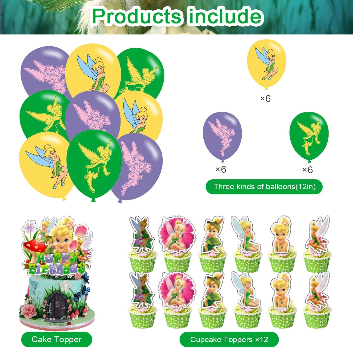Tinkerbell Fairy Princess Birthday Party Decor Kit
