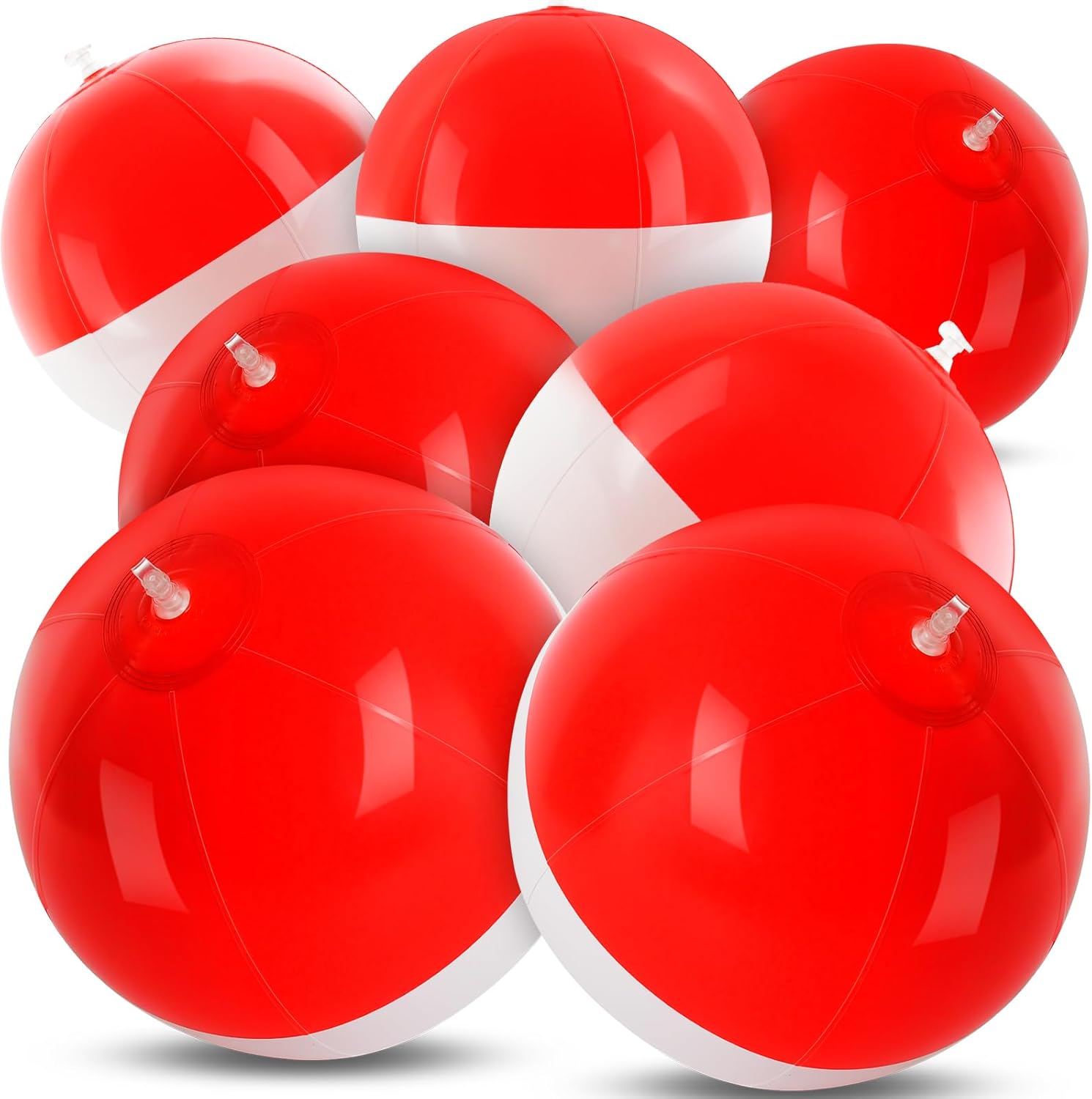 8PCS Cartoon Beach Ball Set-12 Inch Red White