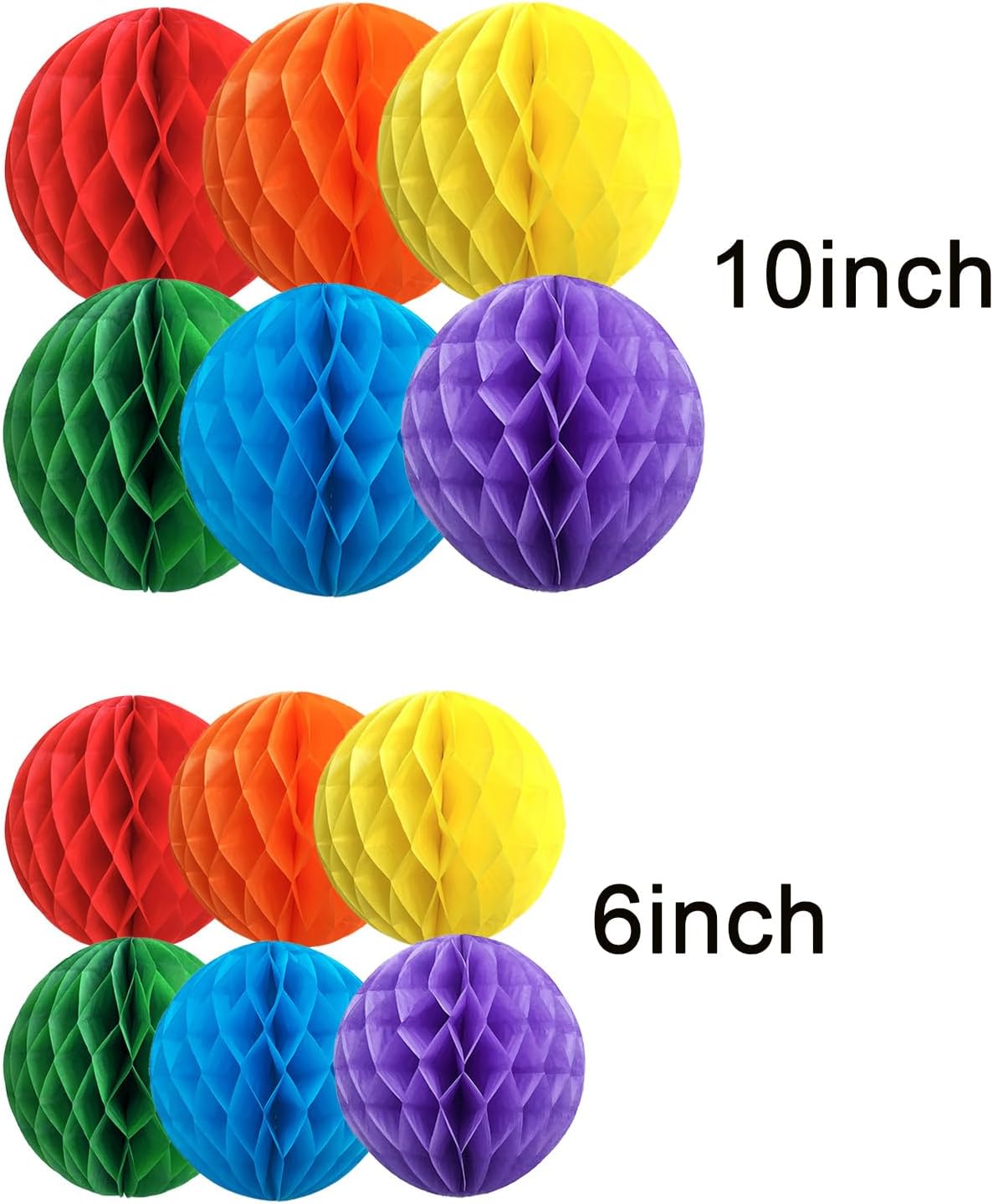Rainbow Paper Honeycomb Balls 12 Pack for Party Decor