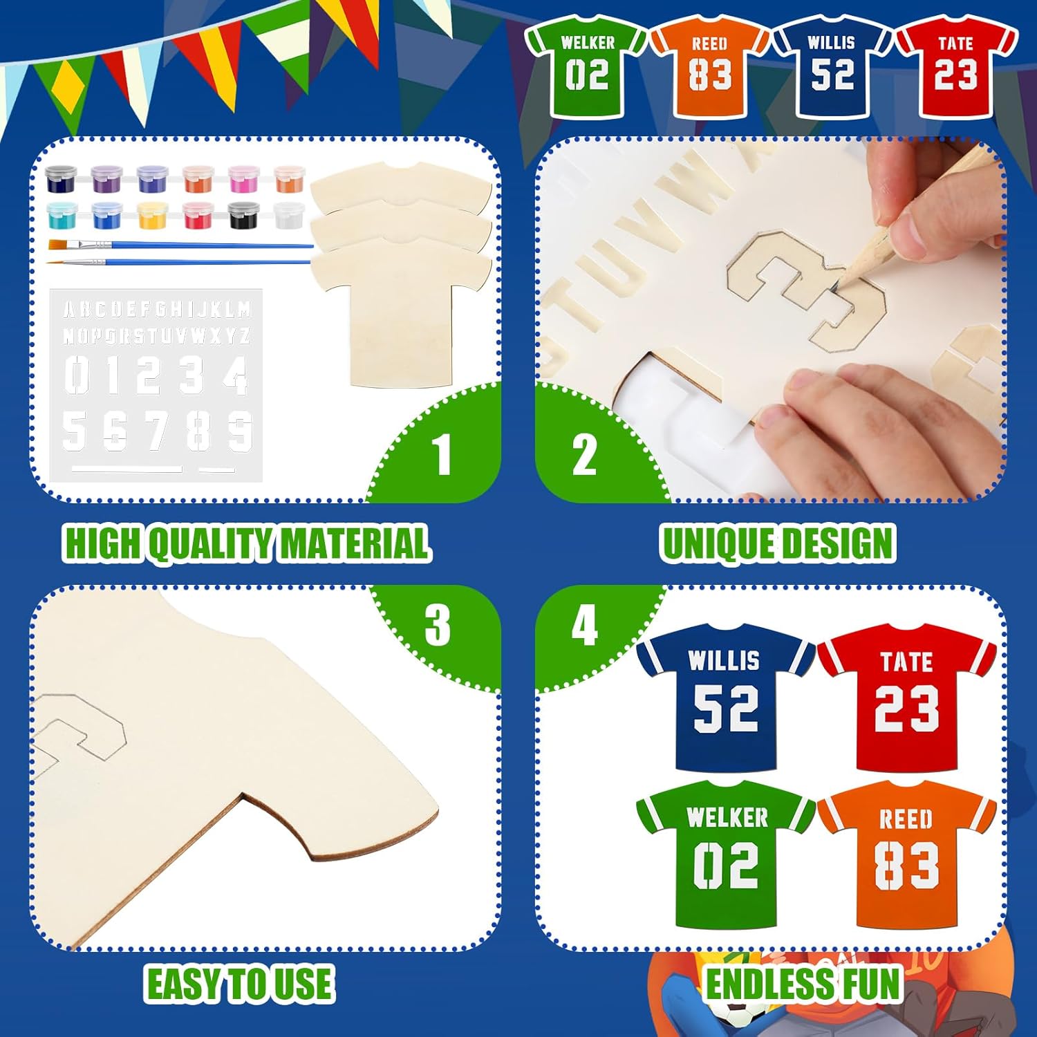 GlikCeil 36 Piece Sports Jersey Craft Kit