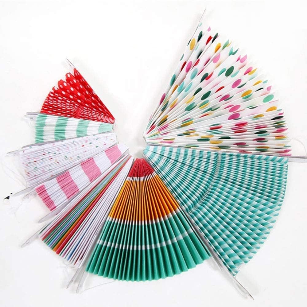 8 Piece Colorful Hanging Paper Fans Party Set