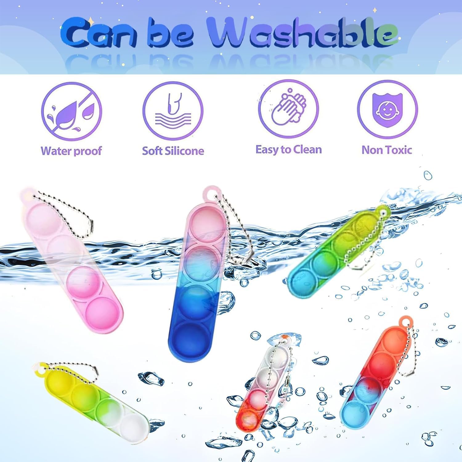 360 Pcs Rectangle Pop Keychain Fidget Toys for Kids
