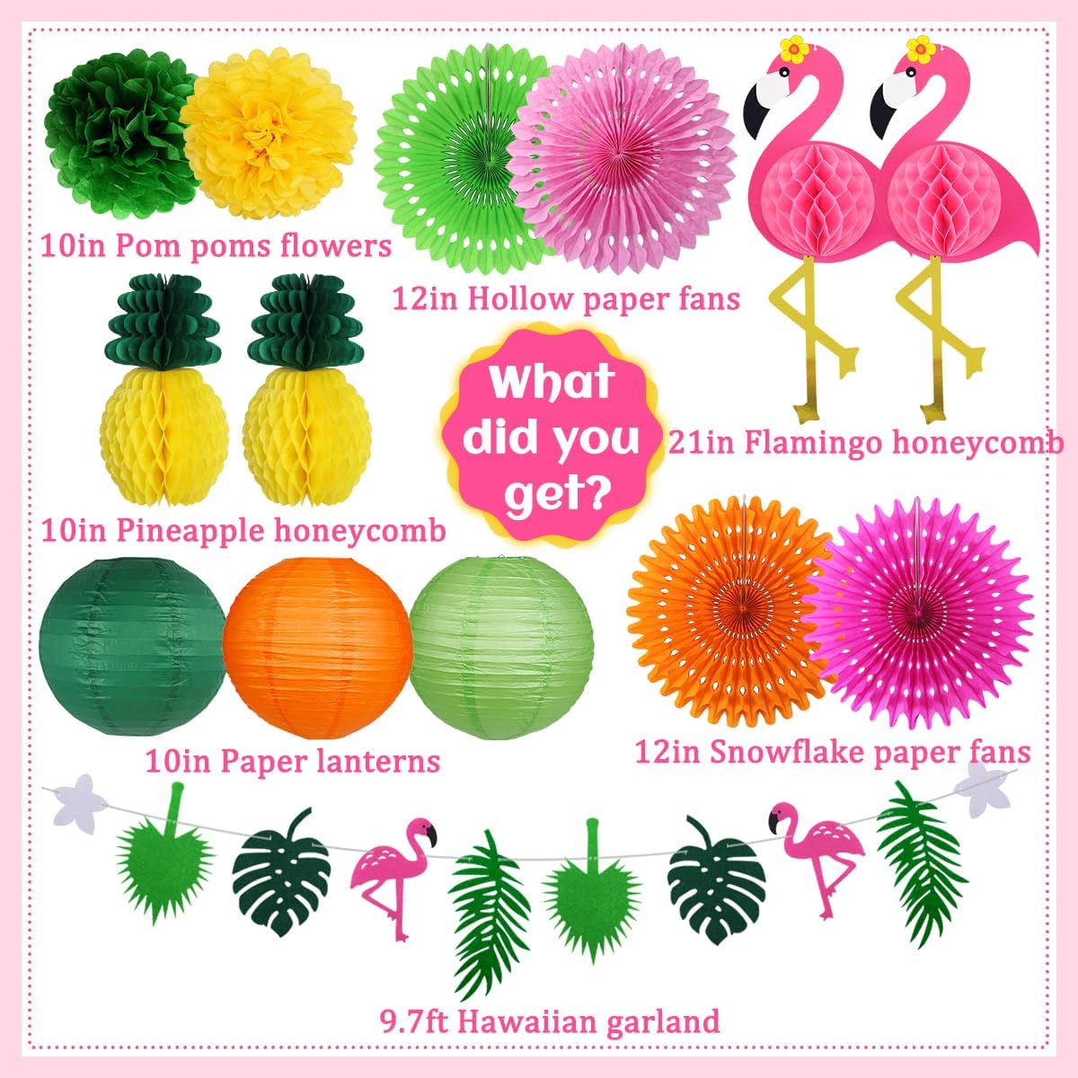 Yuxiou Tropical Party Decor Set with Flamingos and Pineapples