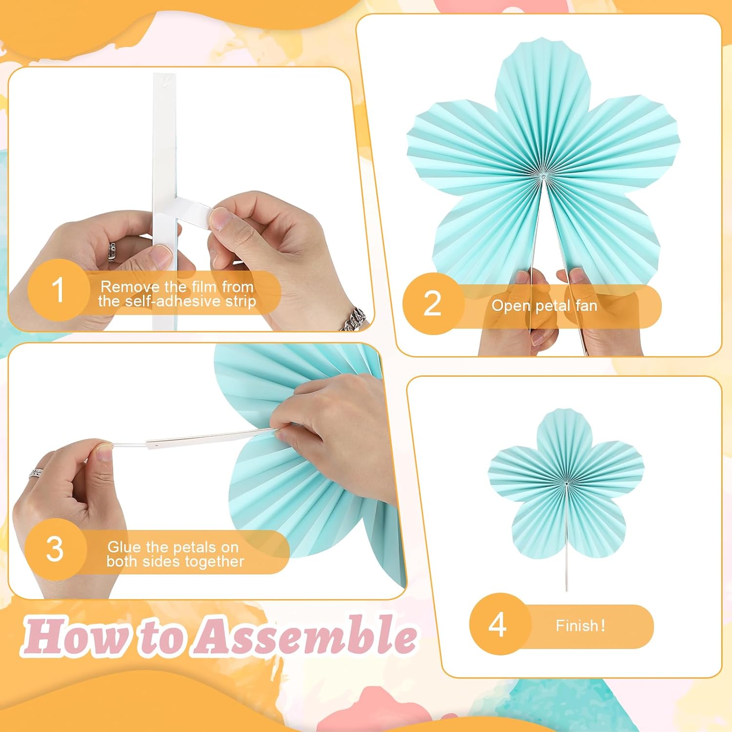COCHIE Pastel Paper Fan Flowers Classroom Decorations Set