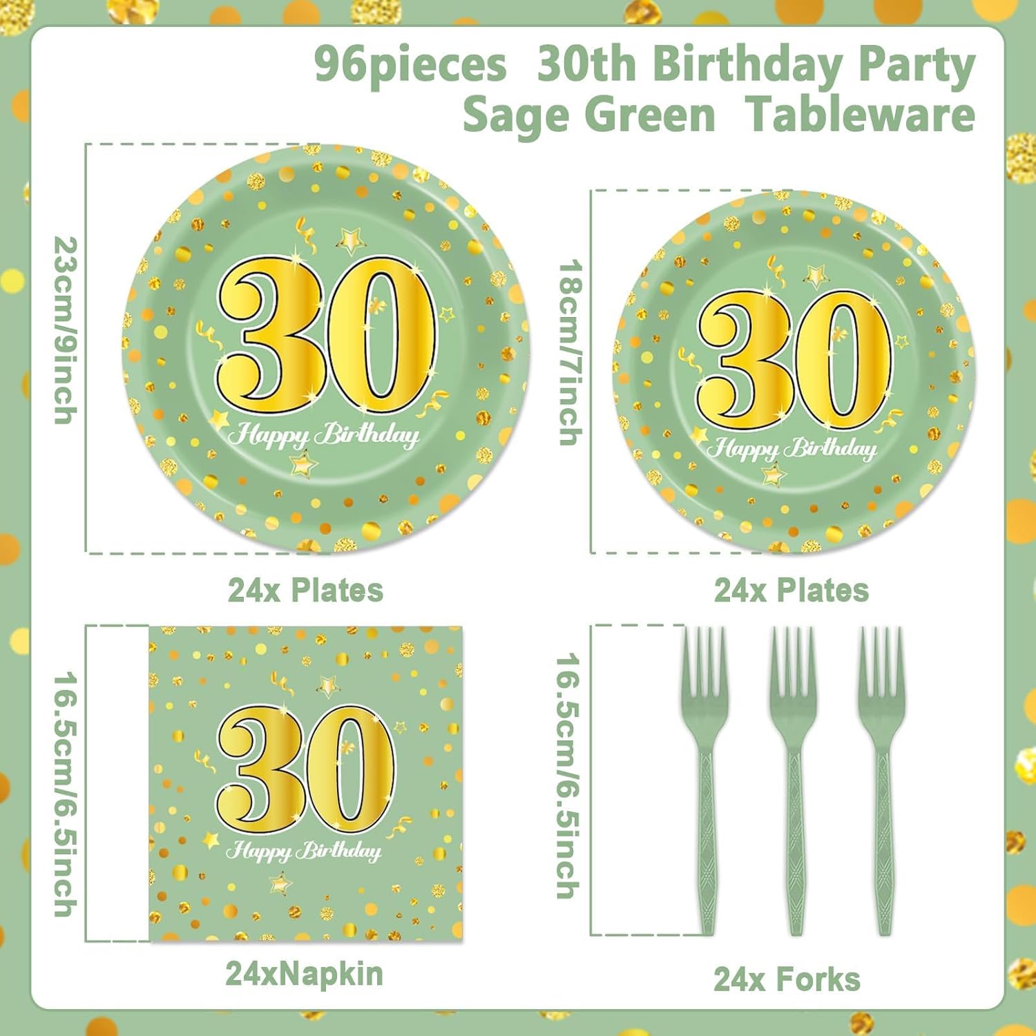 CHUNNIN 96Pcs 30th Birthday Plates Napkins Set for 24 Guests