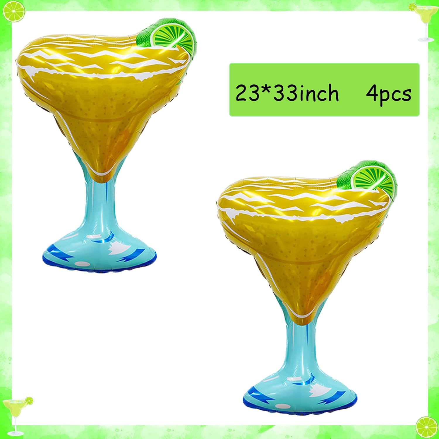10Pcs Margarita Lime Mylar Balloons Set for Party Decorations