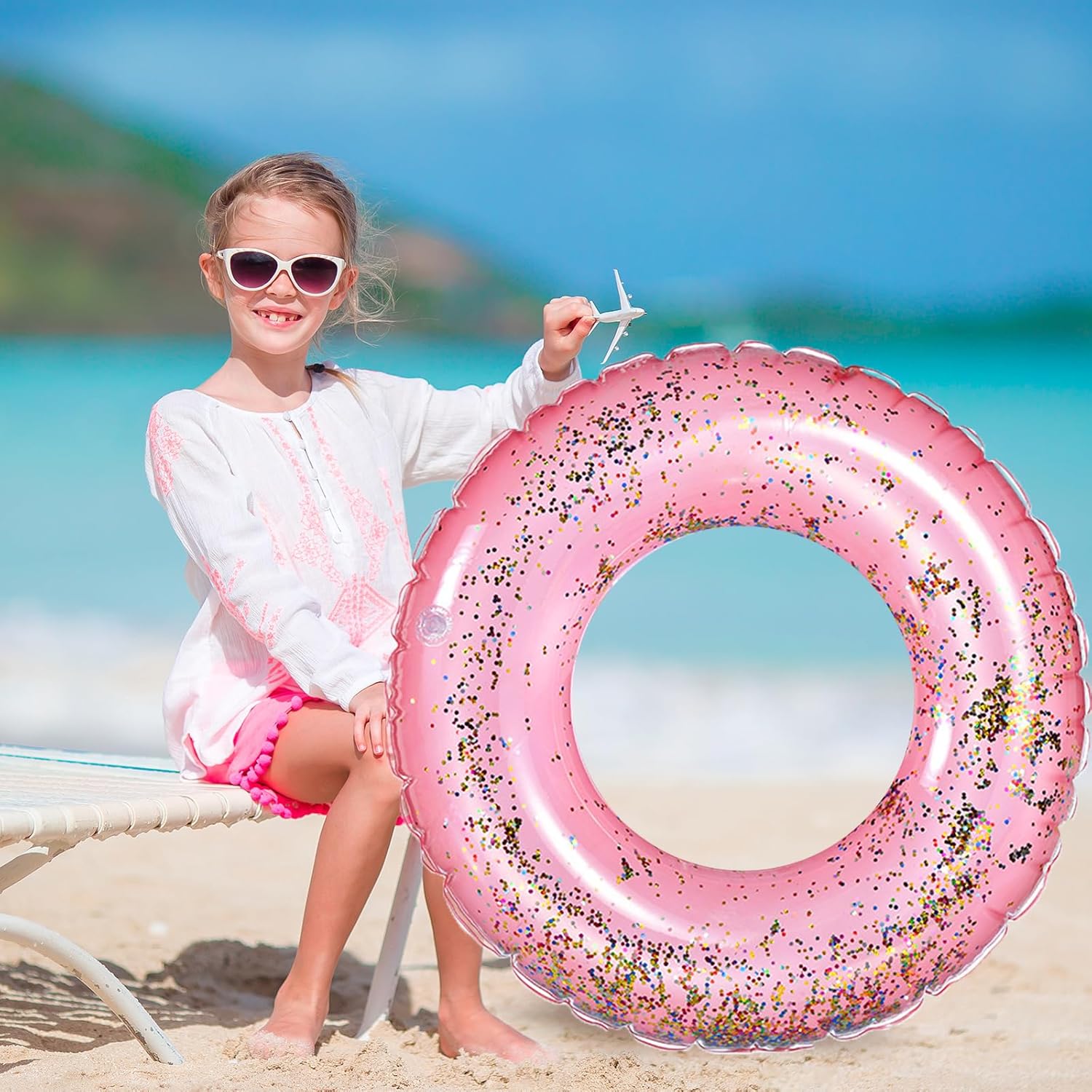 Whaline 4Pcs Glitter Rose Gold Swim Rings