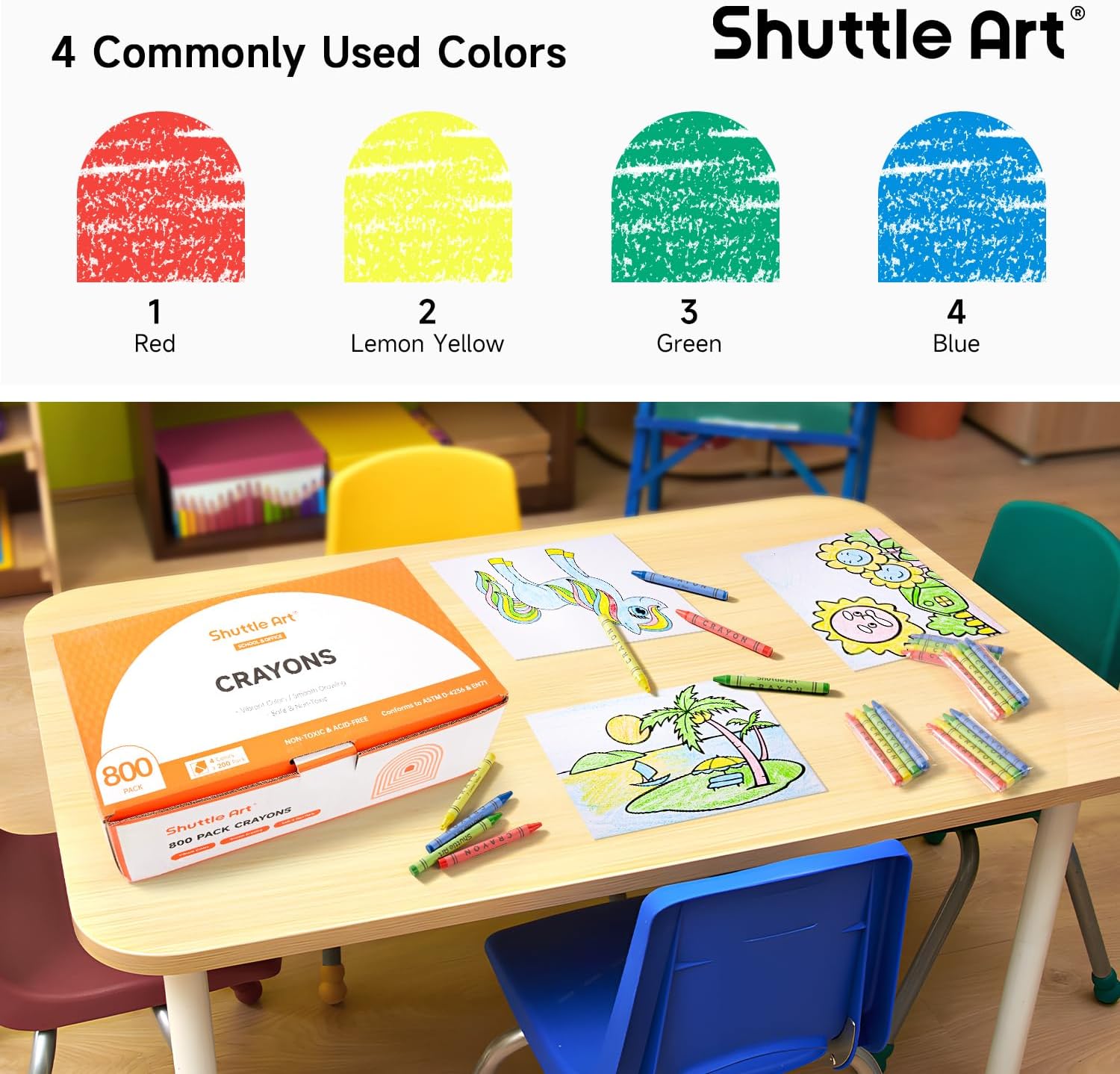 Shuttle Art Crayons 800 Piece Bulk Set