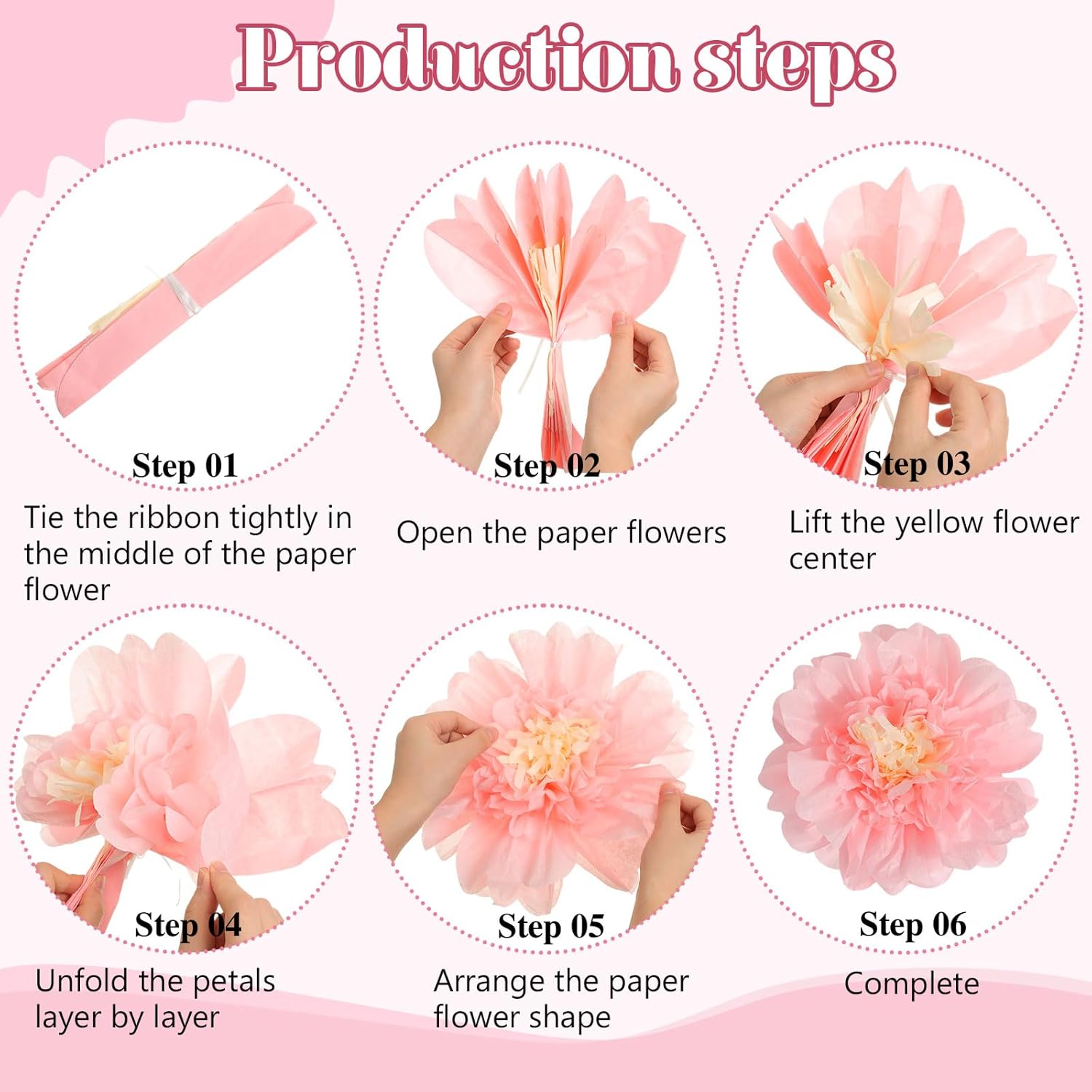 MotiMind 18 Pcs Tissue Paper Flowers Decorations