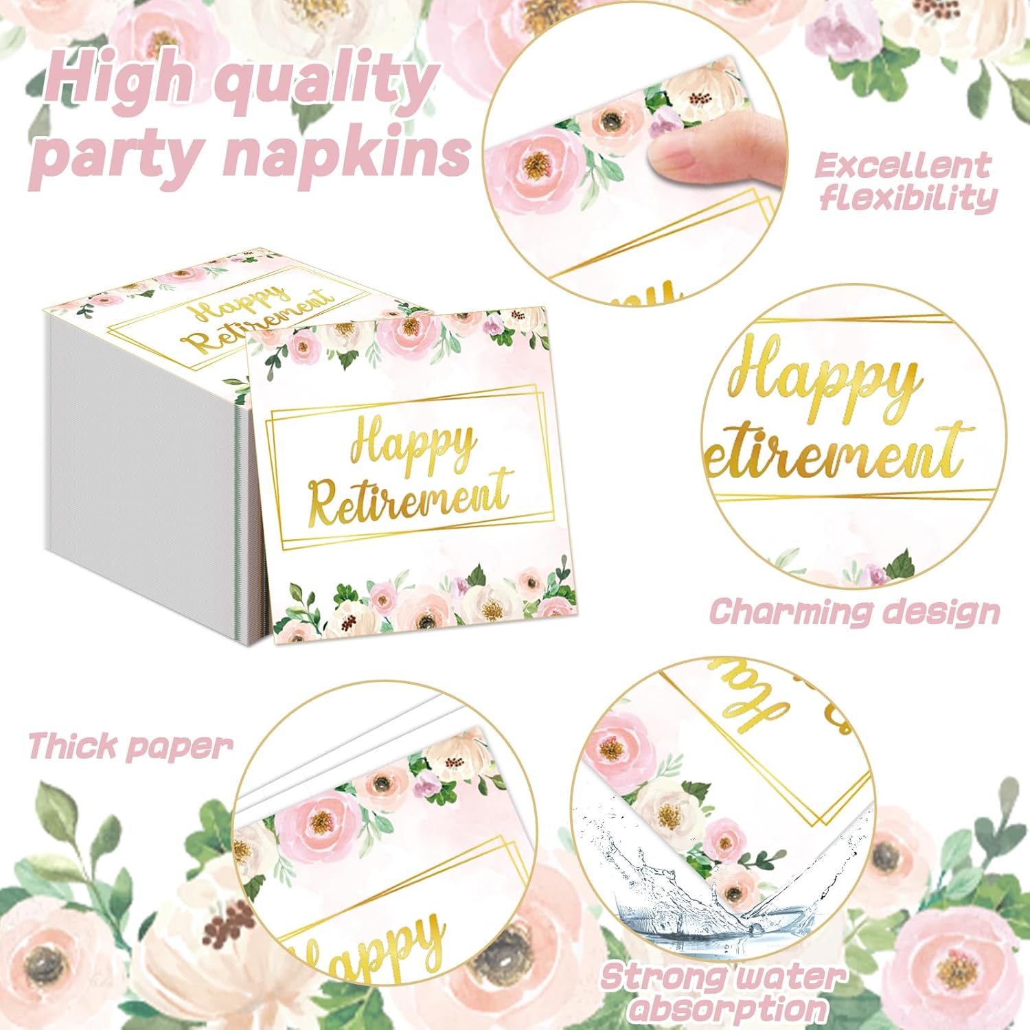 96Pcs Pink Flower Retirement Party Decorations 24 Guests
