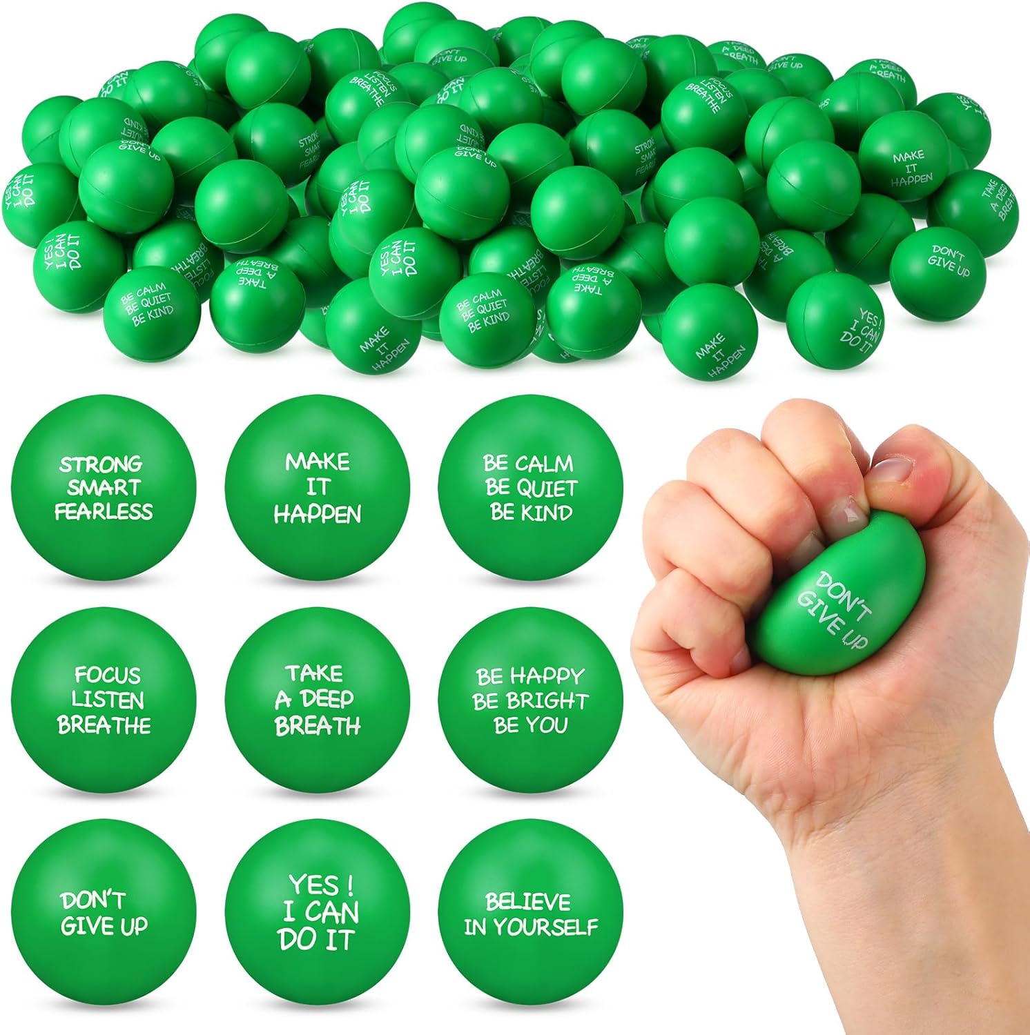 Shappy 72 Pcs Stress Relief Therapy Fidget Balls with Quotes