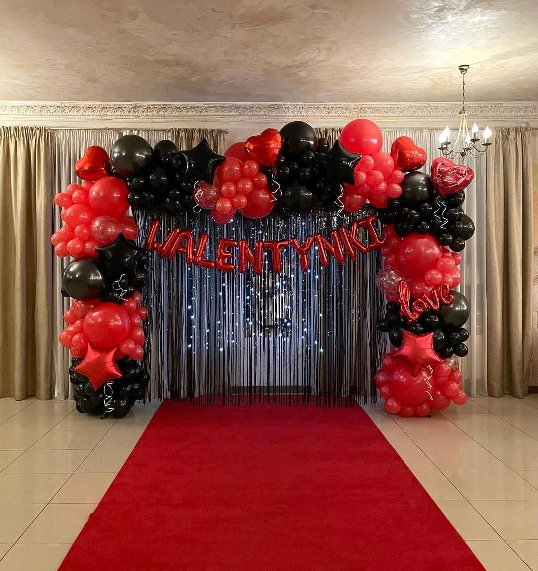 Bezente Black and Red Balloons Garland Kit 100Pcs