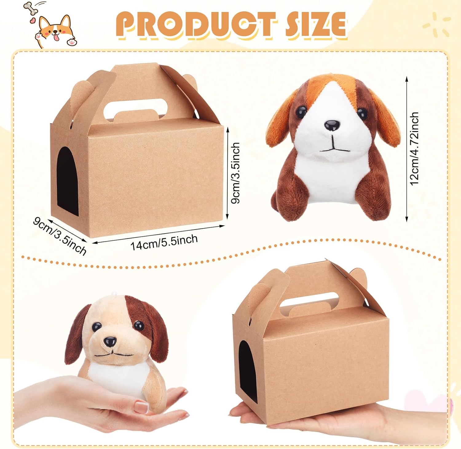 Fainne 12 Pcs Dog Party Favor Boxes with Plush Set