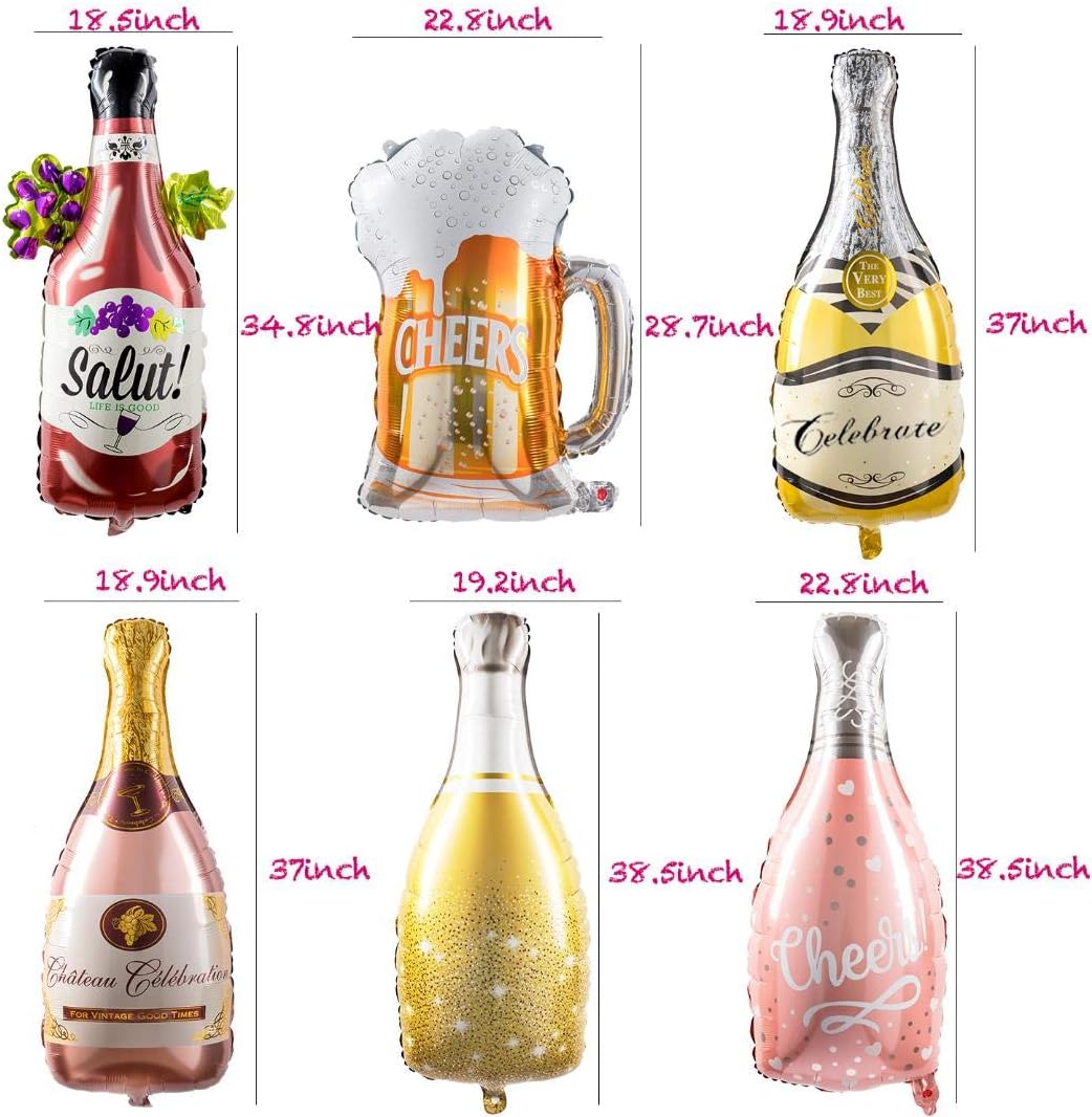 Collect Present Champagne and Wine Balloons Set of 12