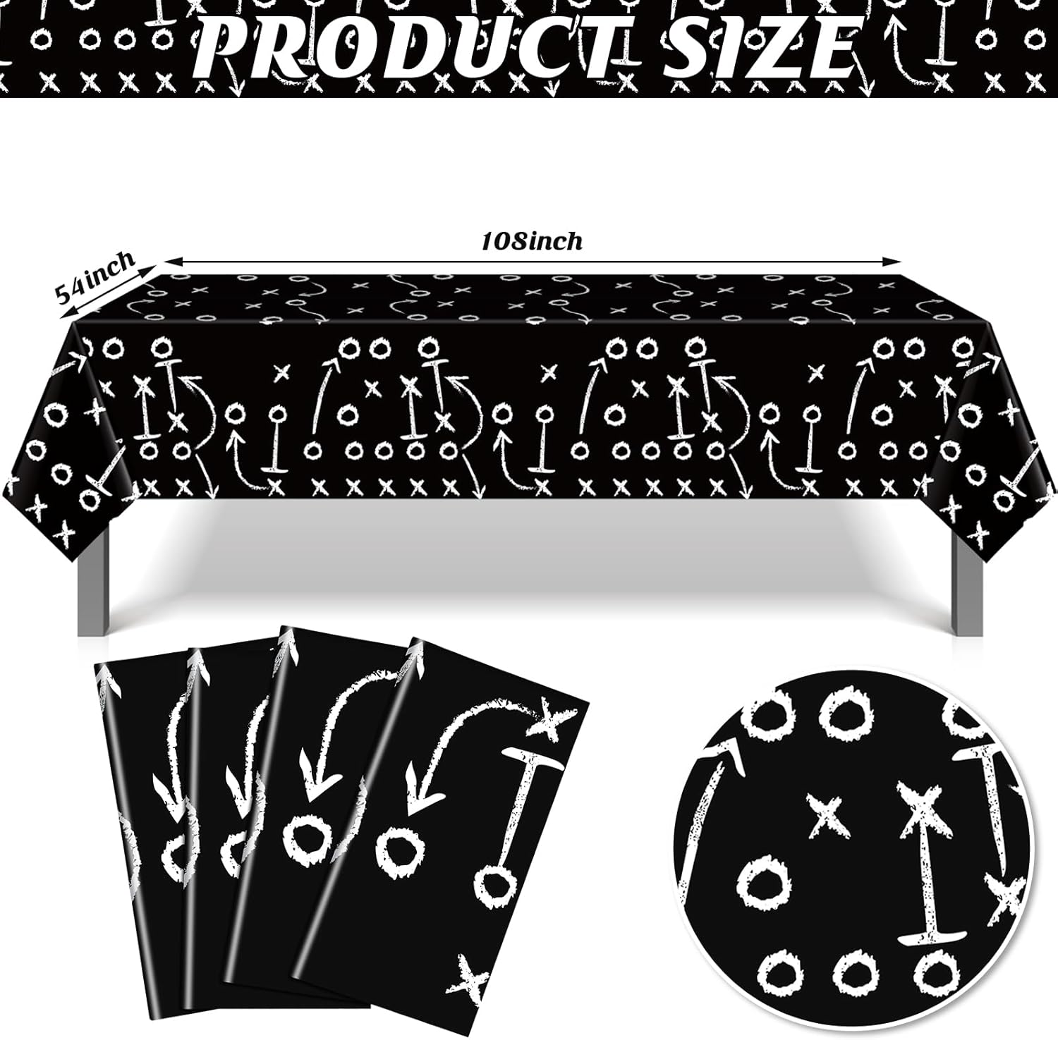 4 Pack Football Tablecloths for Parties