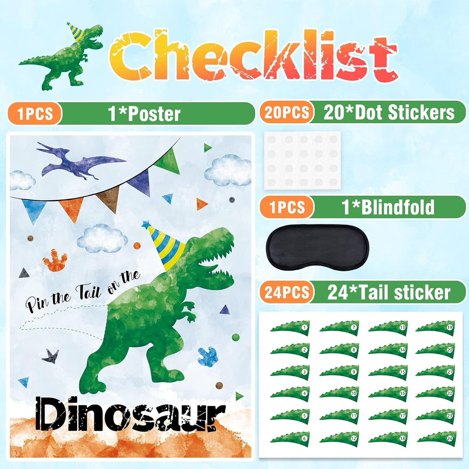 WERNNSAI Dinosaur Tail Game Poster 21x28in