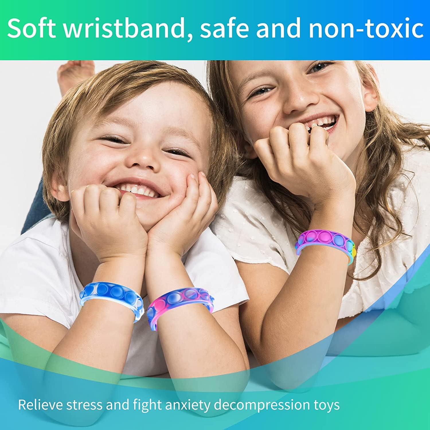 100Pcs Pop Bracelet Fidget Toys Pack for Kids and Adults