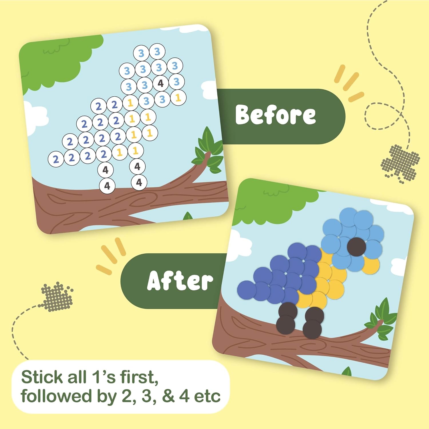BINCA Dotties Dot Art Kit with 1500 Stickers for Kids 4-8