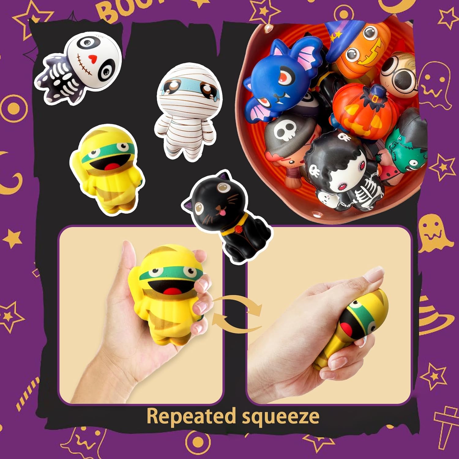 12 Pack Halloween Squishies Toys for Stress Relief