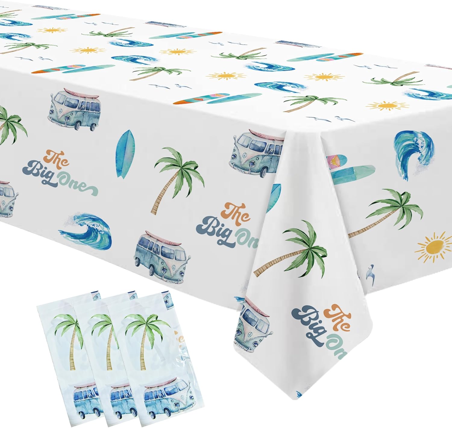 Surf First Birthday Party Tablecloth Set 3 Pack