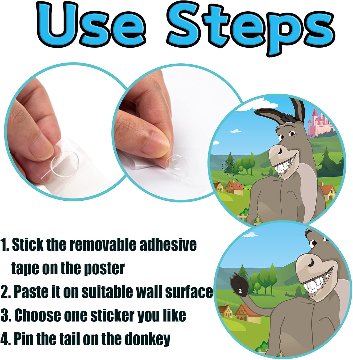 Joy Bang Pin The Tail on The Donkey Game Set