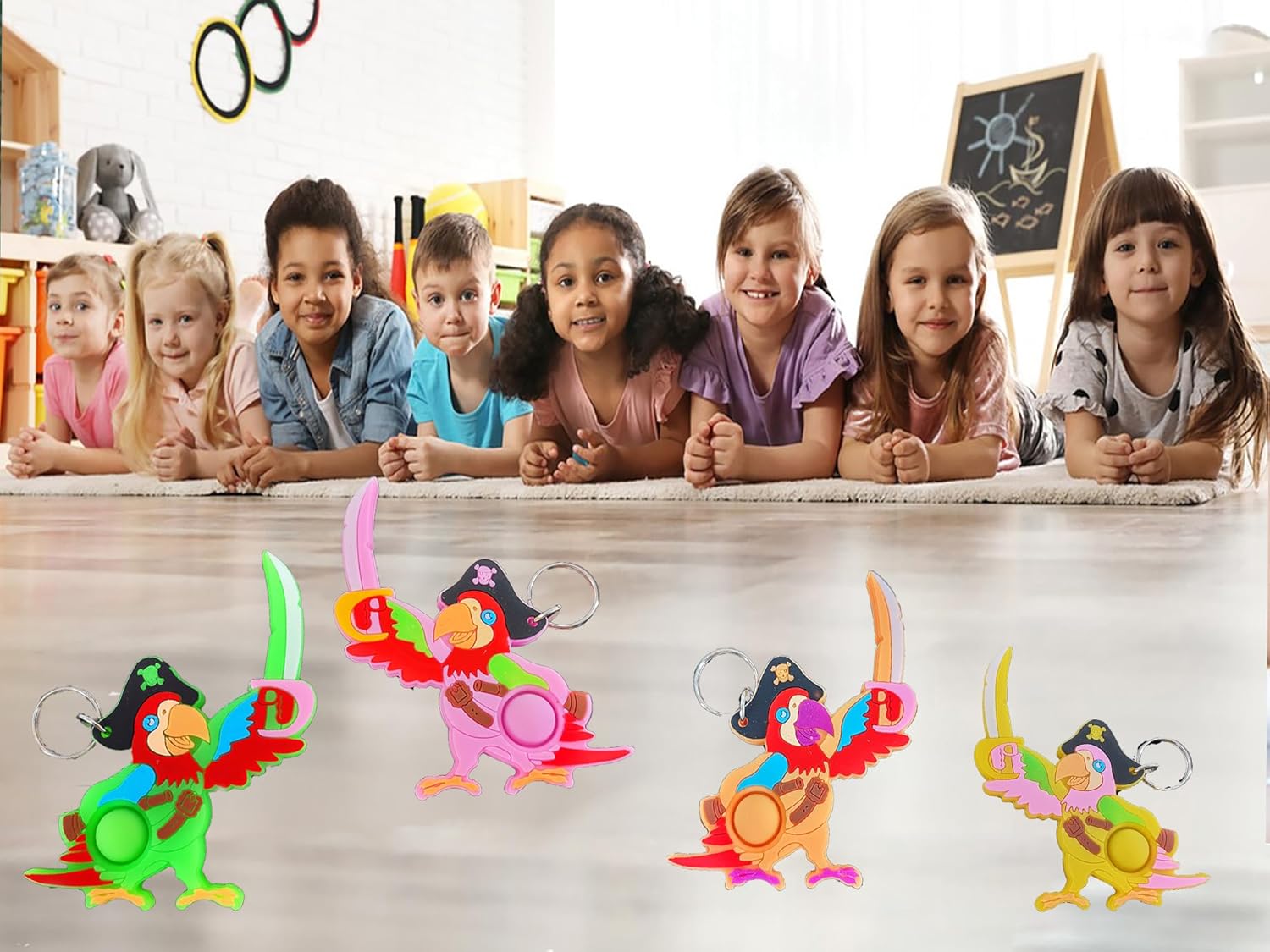 20 Packs Bulk Mini Pop Parrots Keychain Fidgets