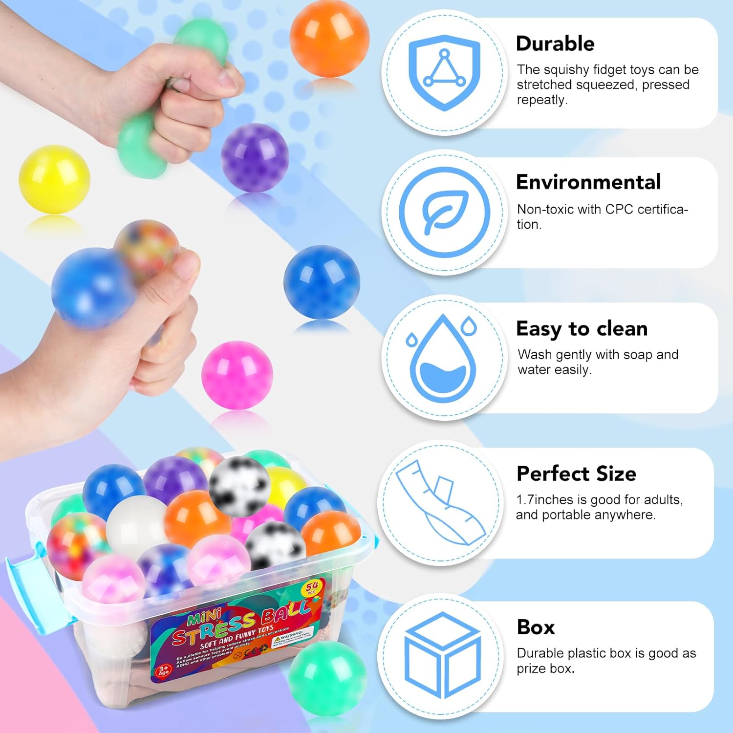 54 Pack Stress Balls Squishy Fidget for Adults