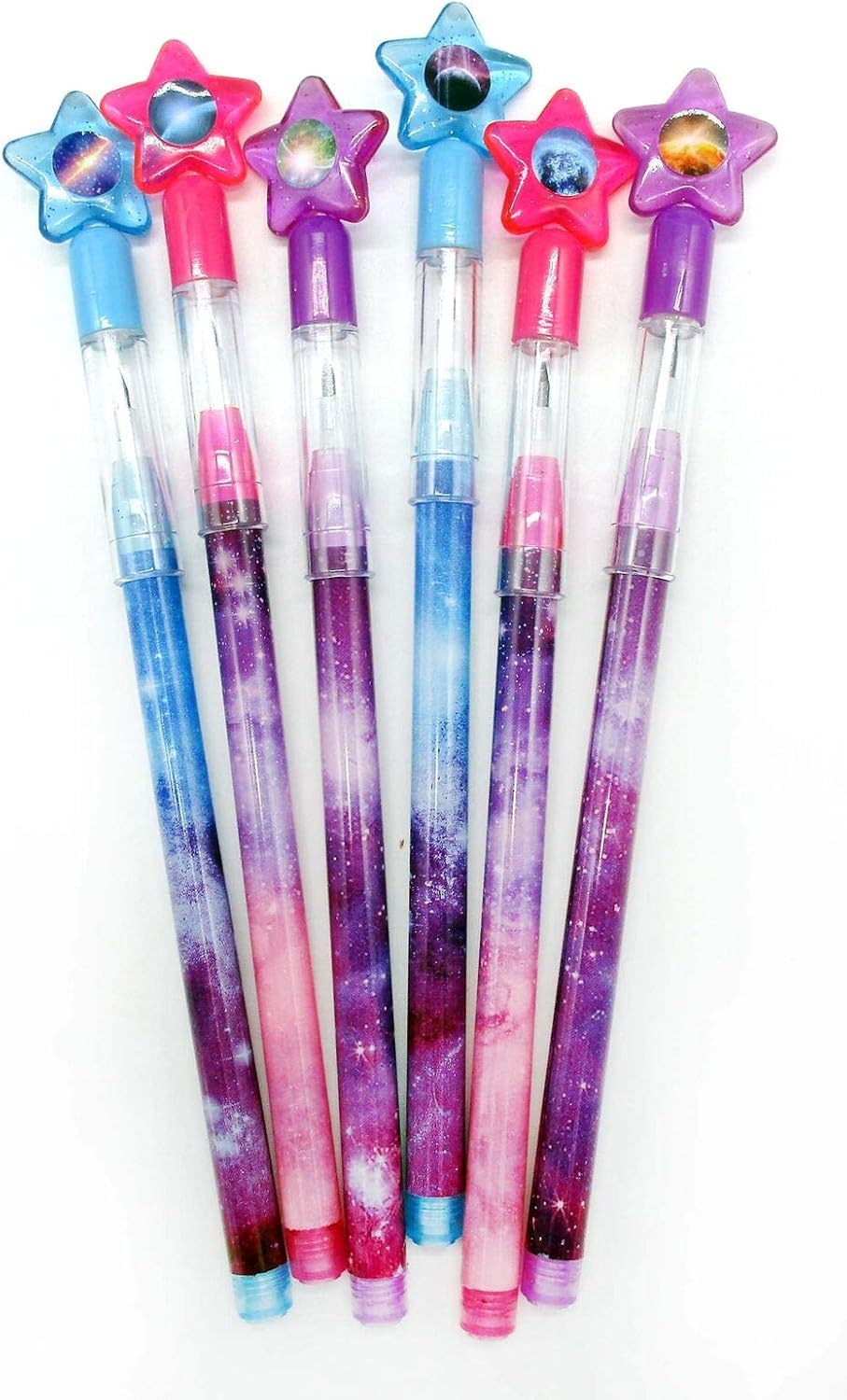 Tiny Mills 24 Pcs Galaxy Outer Space Stackable Pencil with Eraser
