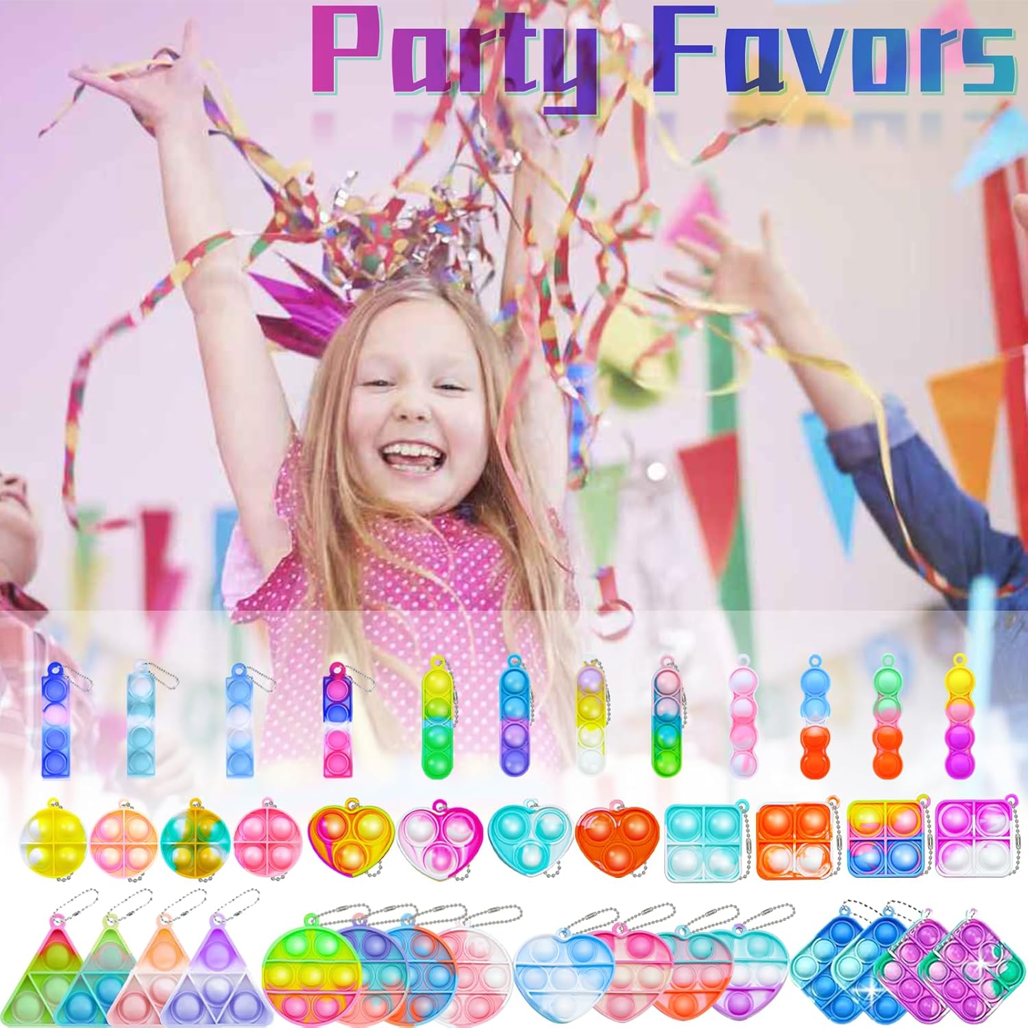180 PCS Pop Fidget Keychain Pack for Kids