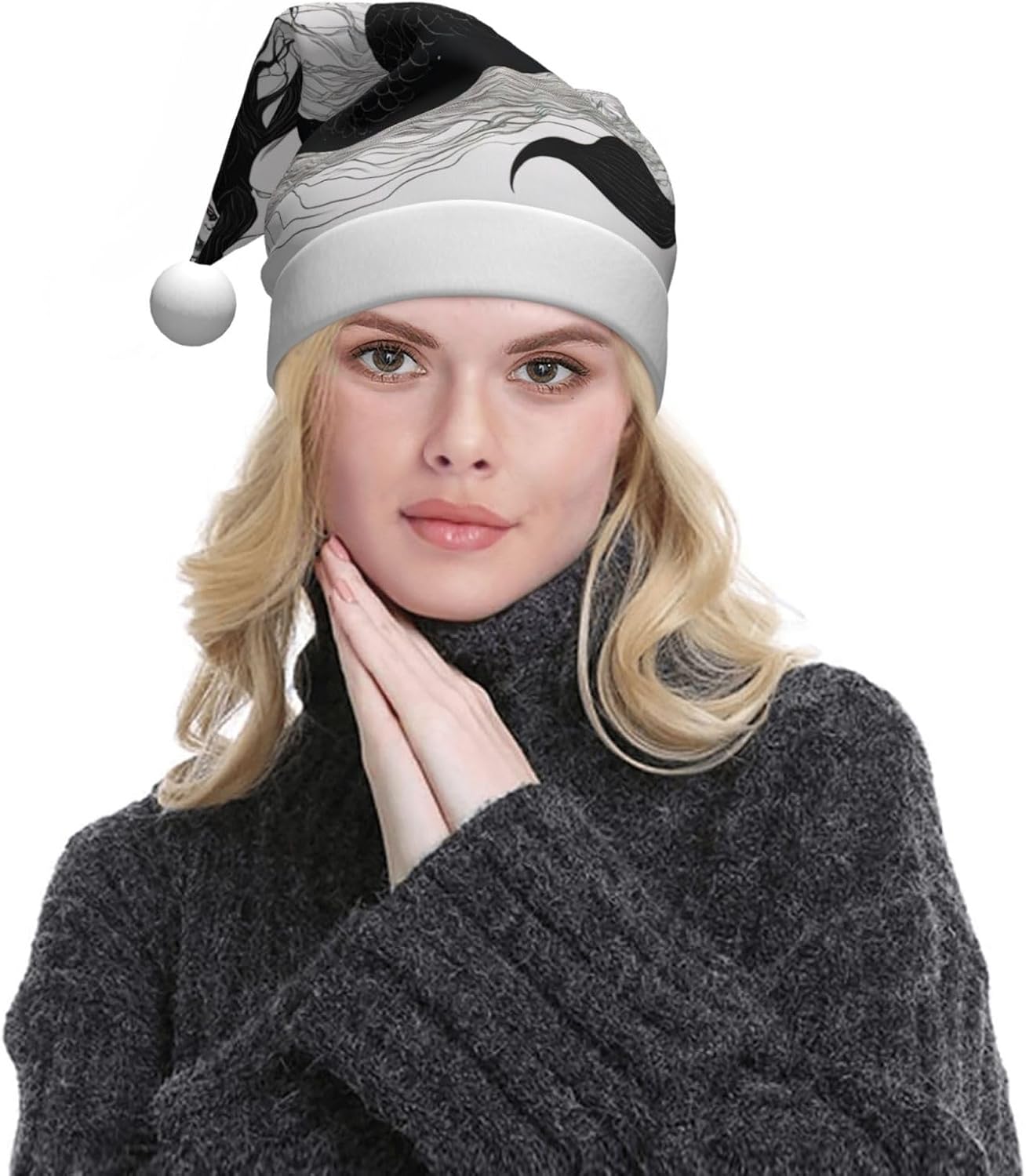 Dark Mermaid 04 Print Christmas Santa Hat Plush for Adults