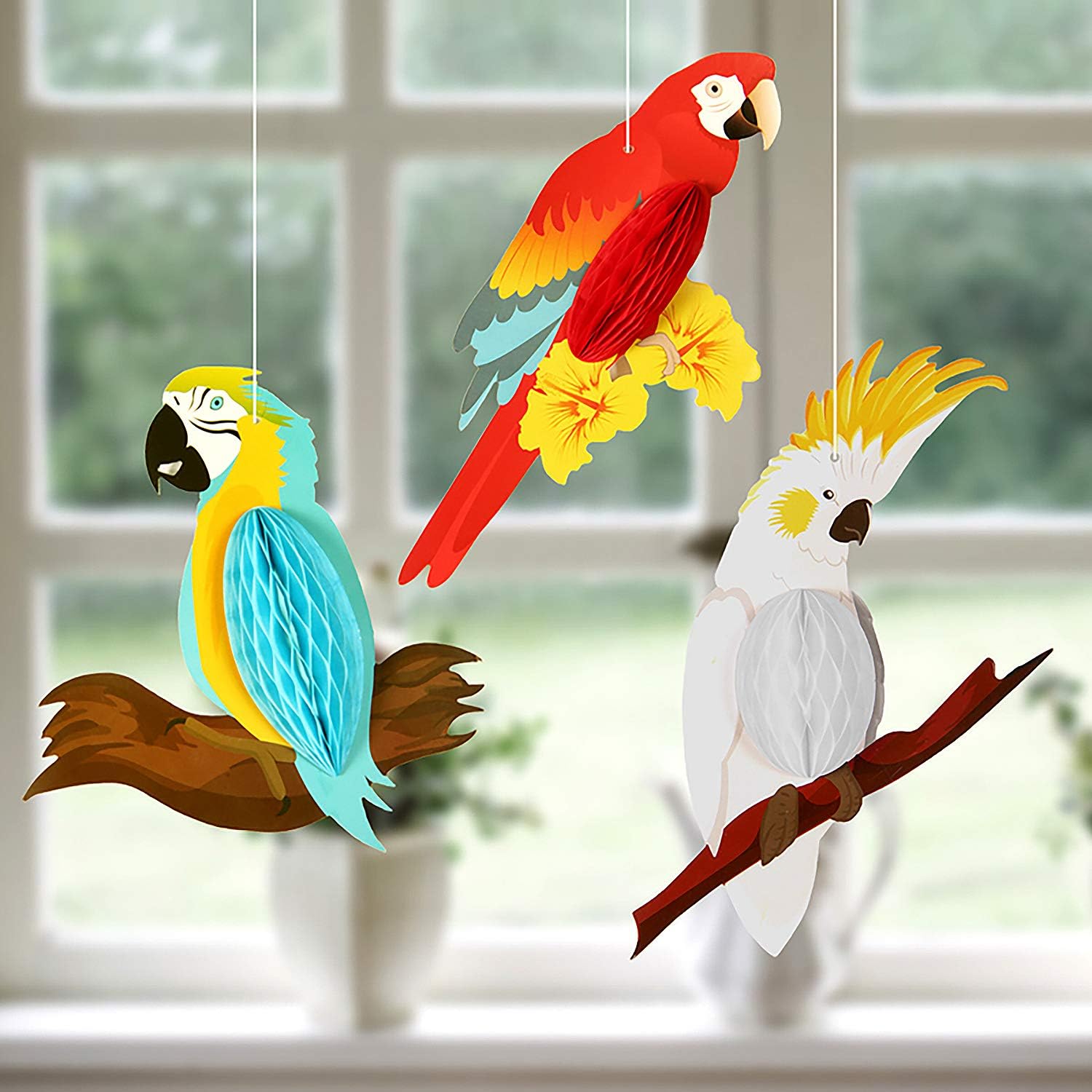 Tuparka 6pcs Tropical Birds Hanging Decorations