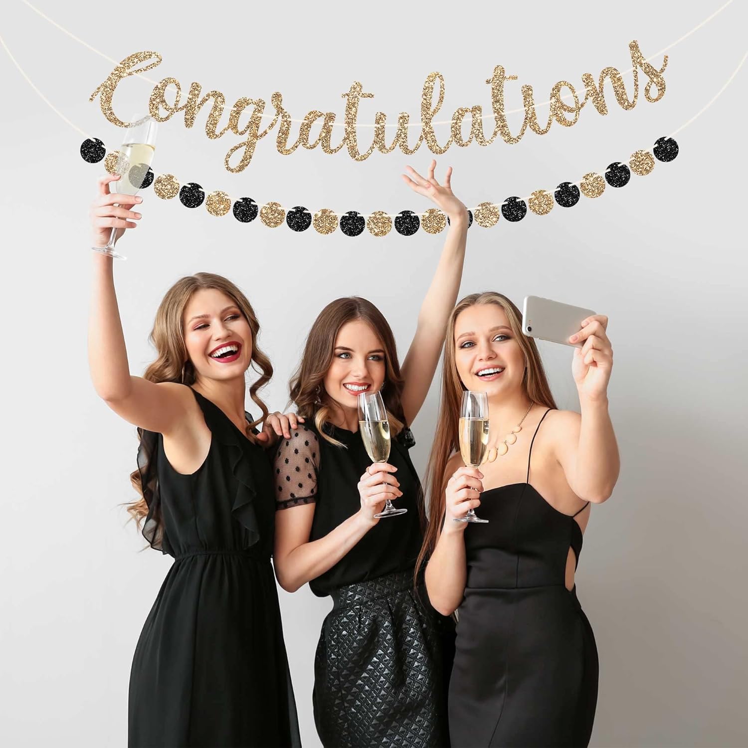 Pre-Strung Gold Glitter Congratulations Banner - 6 ft Strand