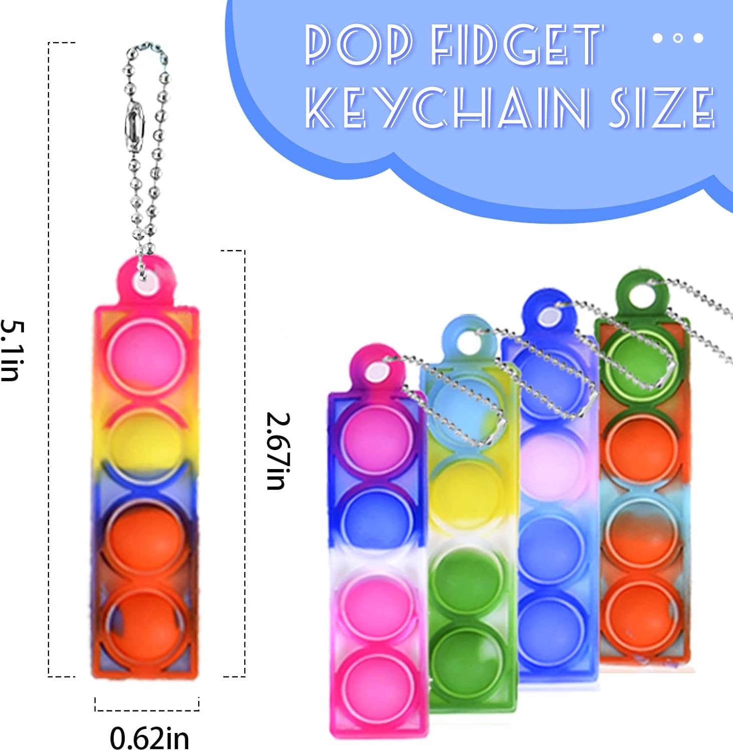 BicMan 75Pcs Mini Pop Keychain Fidget Toys for Kids