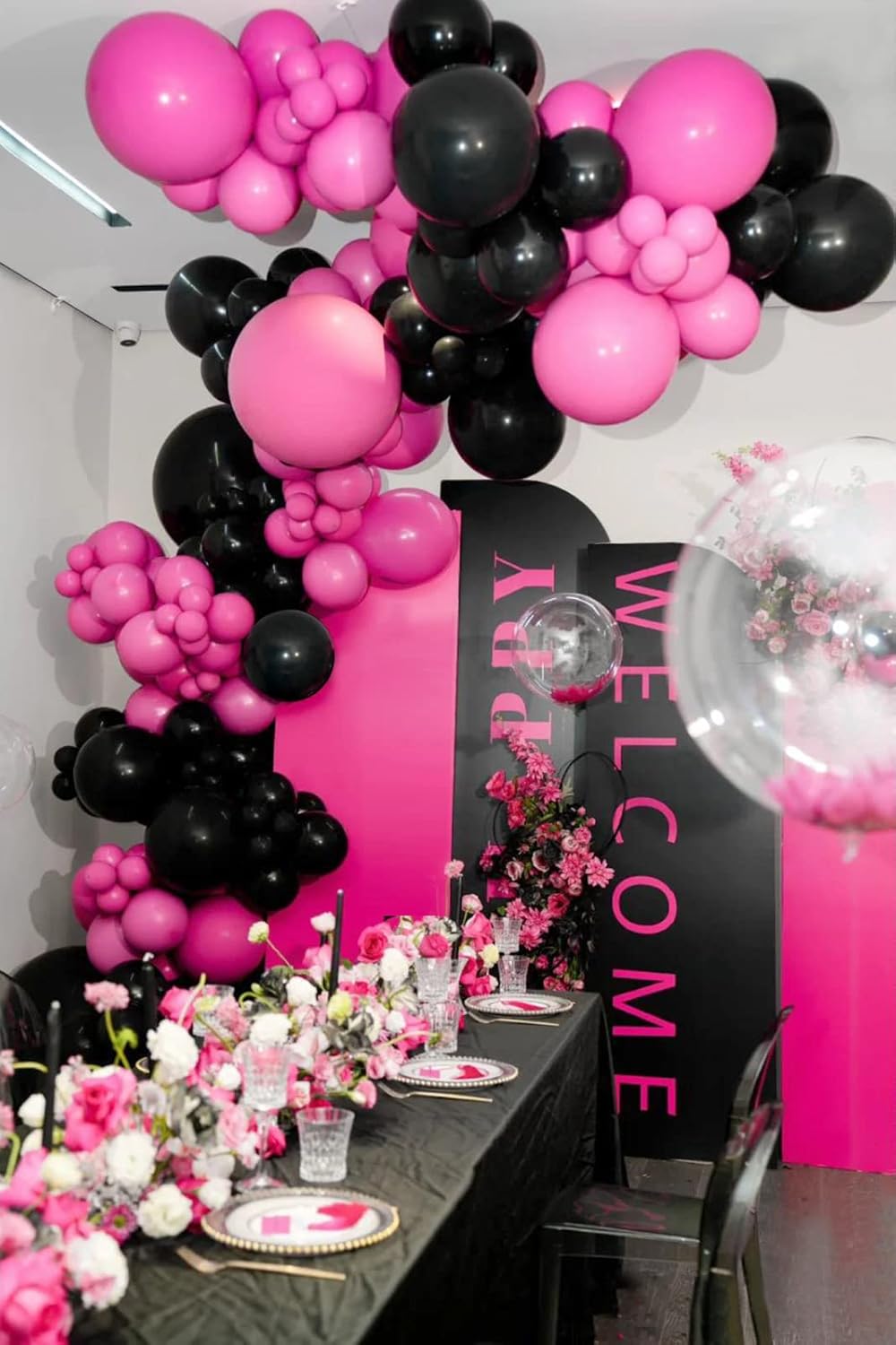 FOTIOMRG Black Balloons 12 Inch 50 Pack with Ribbon