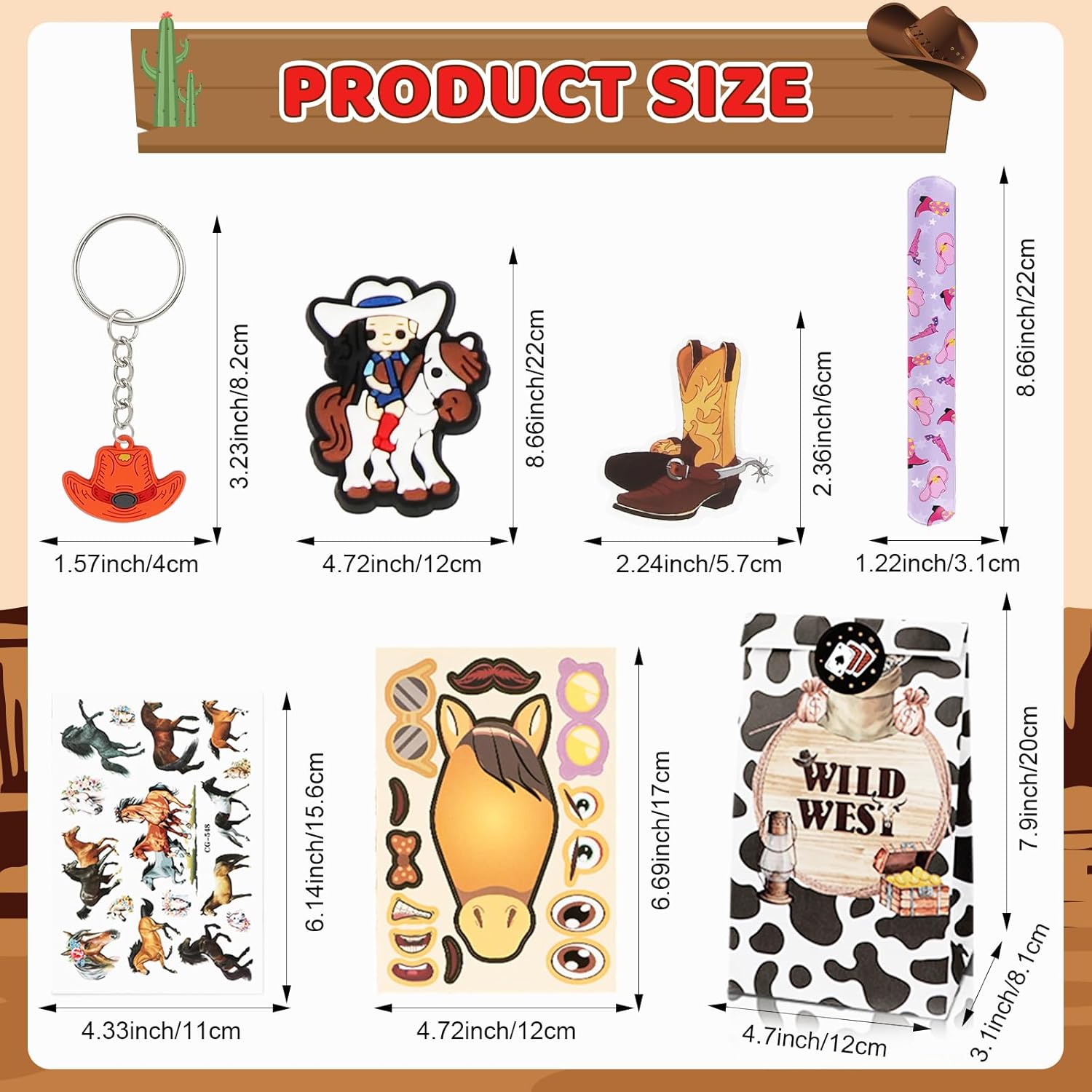 AerWo 168PCS Horse Party Favors Set - Cowboy Decorations