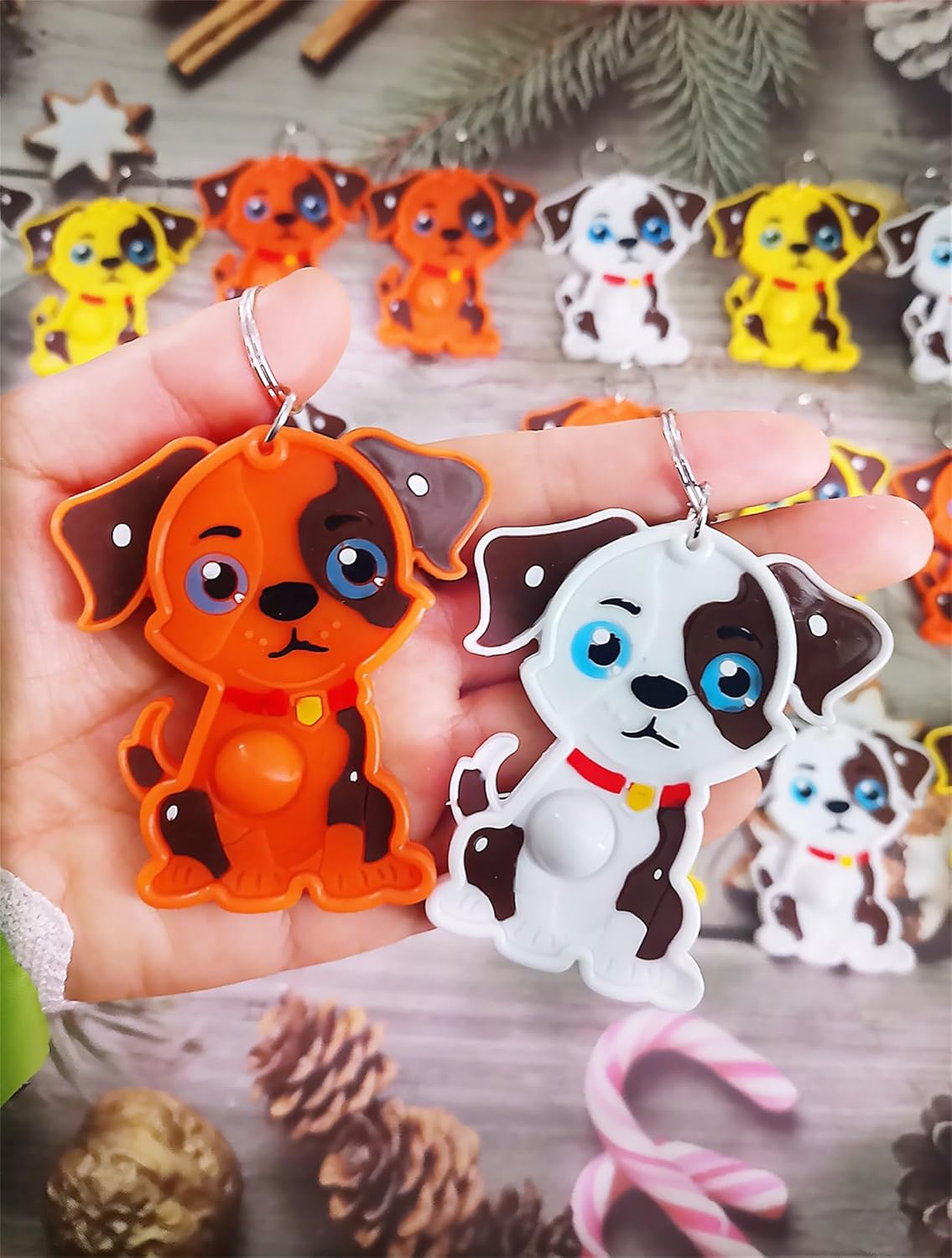20 Packs Mini Fidget Bubbles Silicone Keychain Set