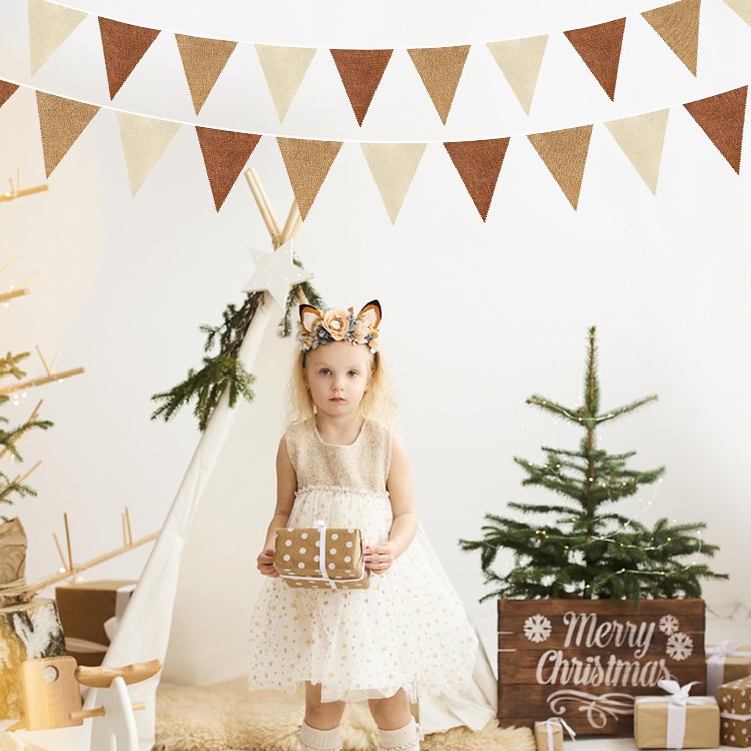 Brown Boho Pennant Bunting Garland 32Feet Decorations