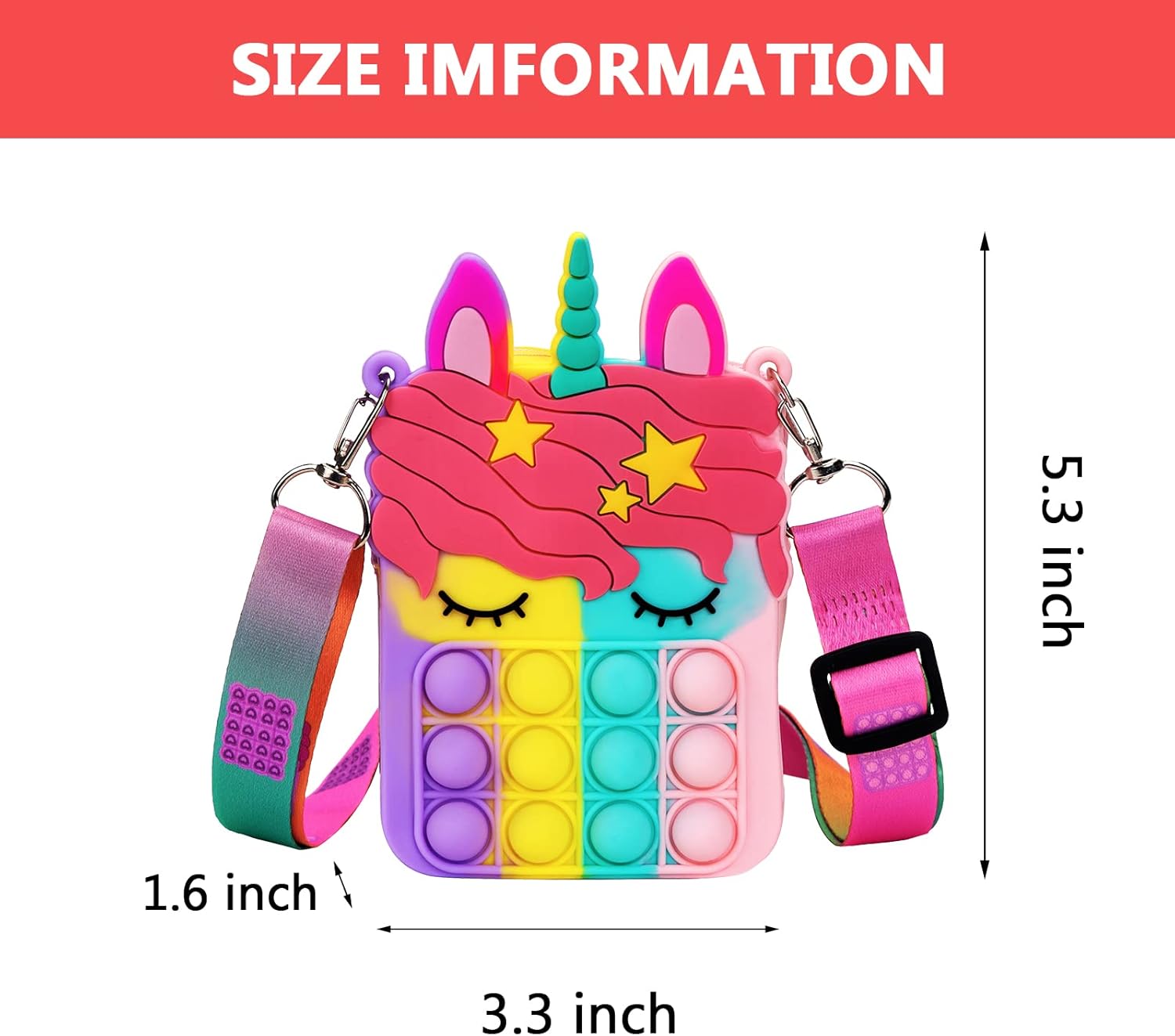 Civan Unicorn Pop It Fidget Toy Bag for Girls