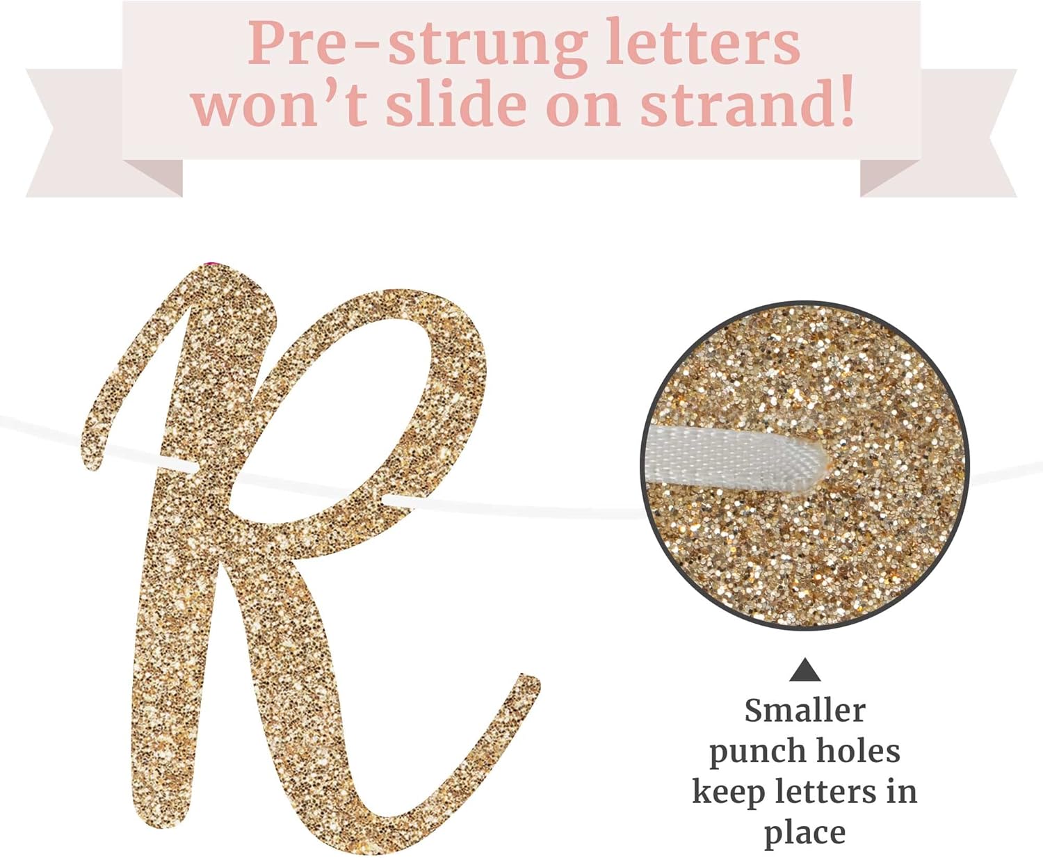 Pre-Strung Gold Glitter Happy Retirement Banner