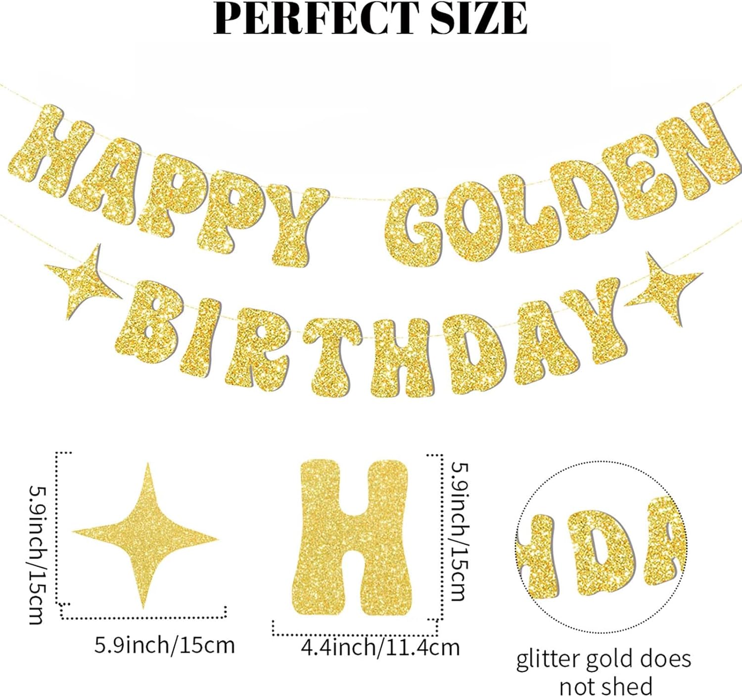 Glitter Gold Birthday Banner for Elegant Party Decorations