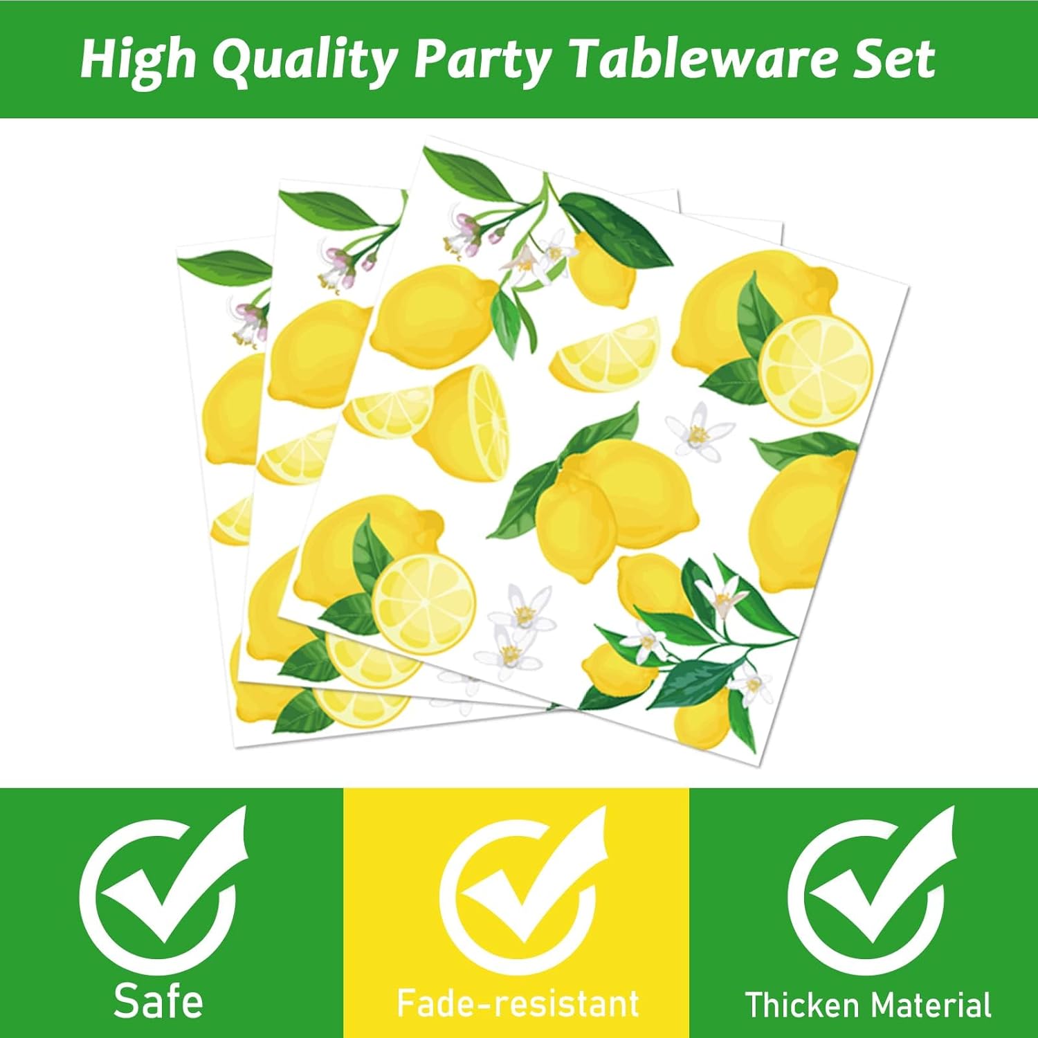 Wiooffen 96 Pcs Lemon Party Tableware Set