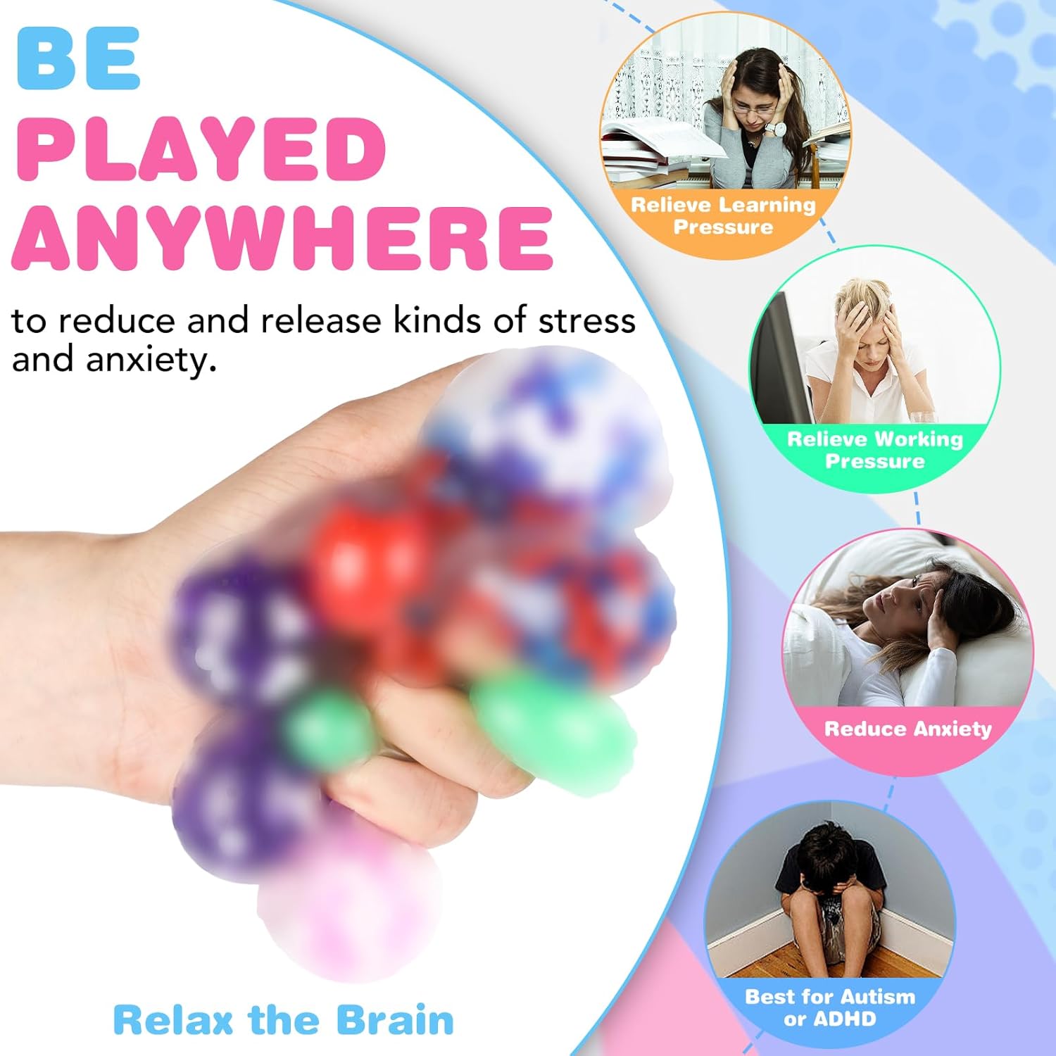 54 Pack Stress Balls Squishy Fidget for Adults