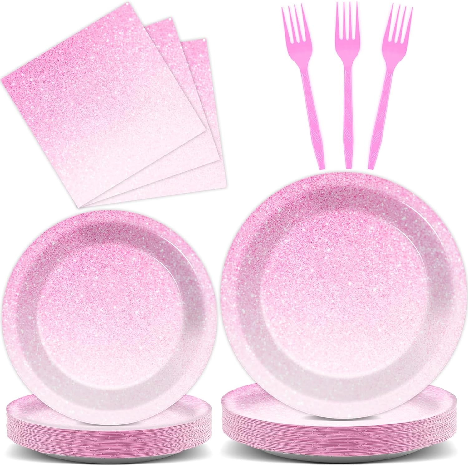 ZOIIWA 96 Pcs Ombre Pink Party Supplies Set