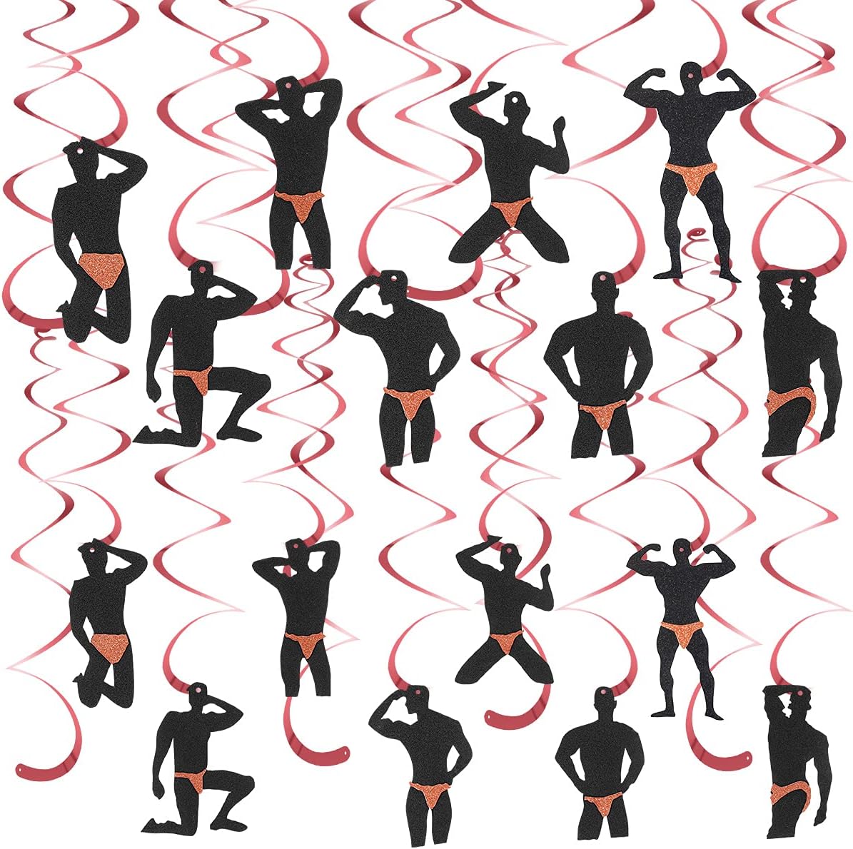 Lnlofen 30Pcs Rose Gold Male Dancer Bachelorette Decor