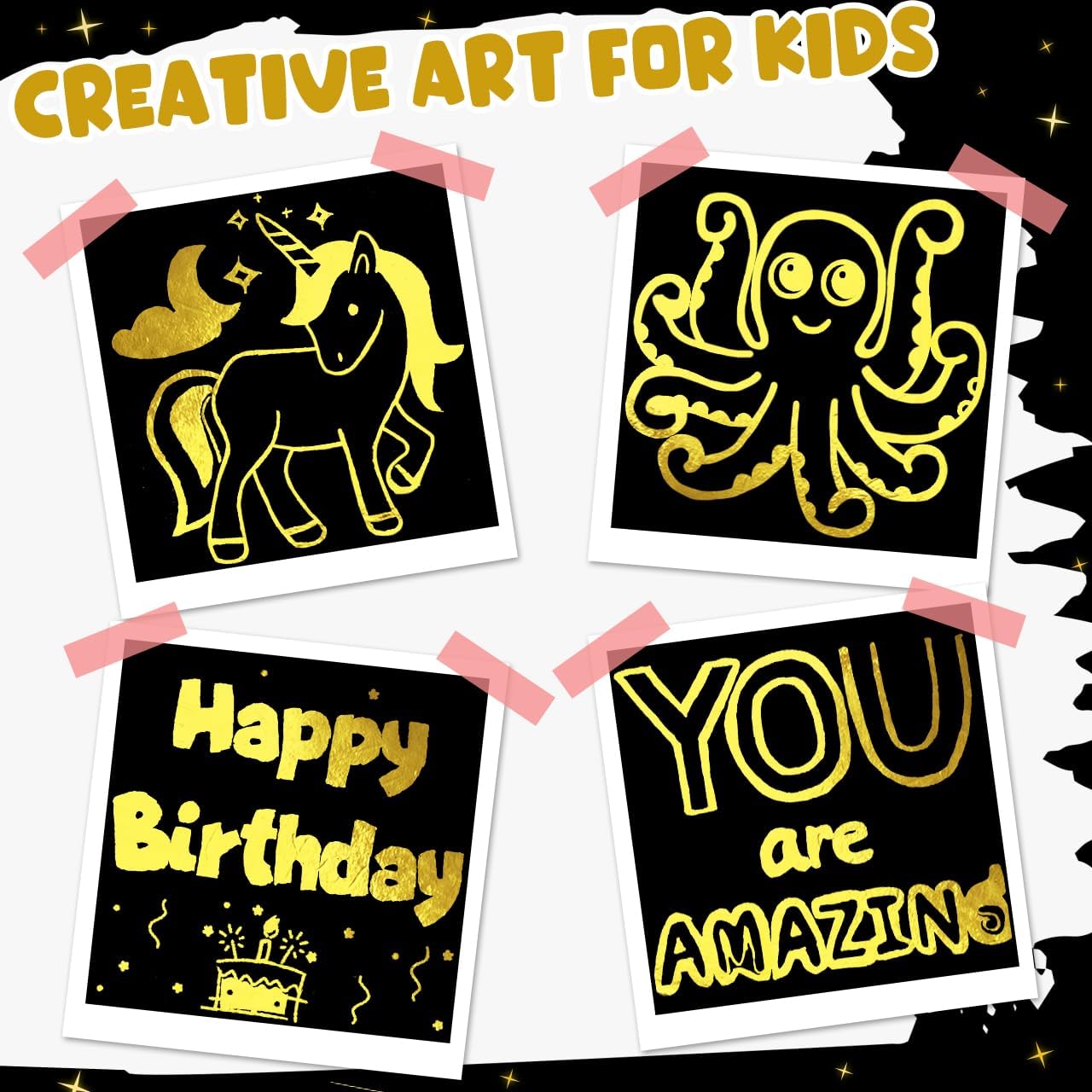 ZMLM Gold Scratch Art Notes 160 Pcs Mini Party Favors