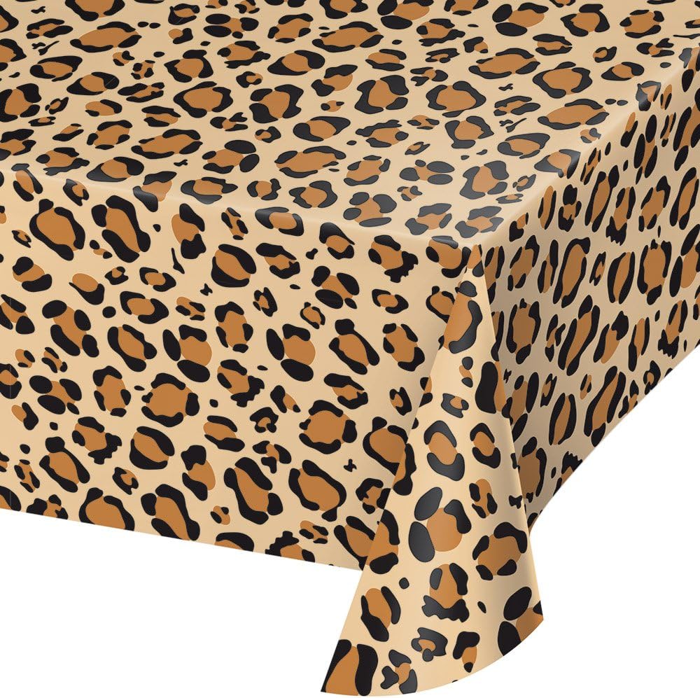 Creative Converting TABLECOVER PL 54x108 Leopard Animal Print Plastic Tablecloth